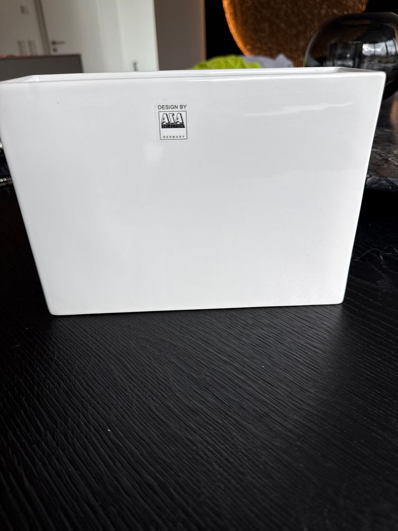 ASA Selection rechteckige Keramikvase, weiß, 22x7x16 cm, sehr guter Zustand
