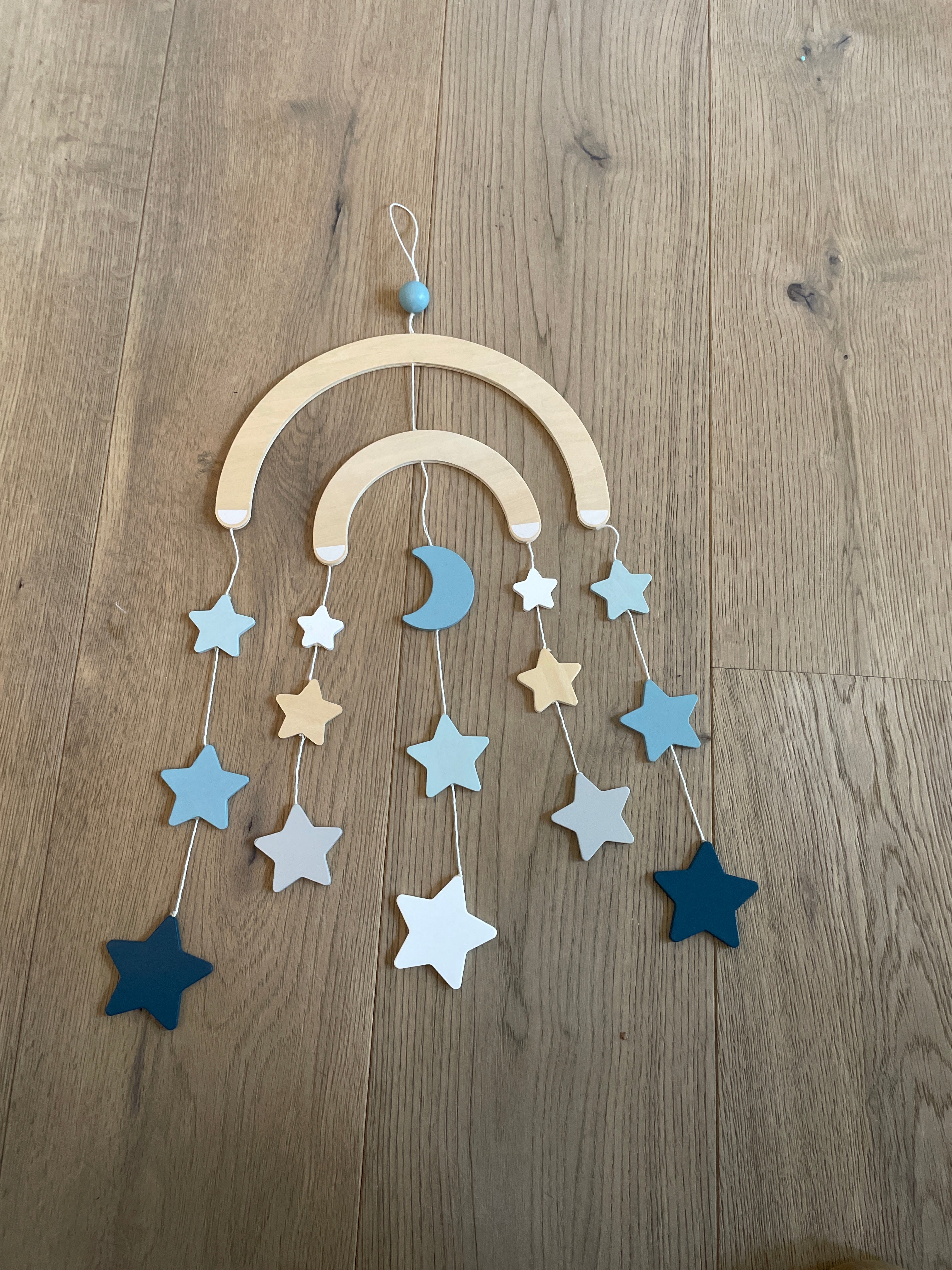 Goki Wooden Celestial Nursery Mobile, Moon & Stars, 40cm, Very Good Condition