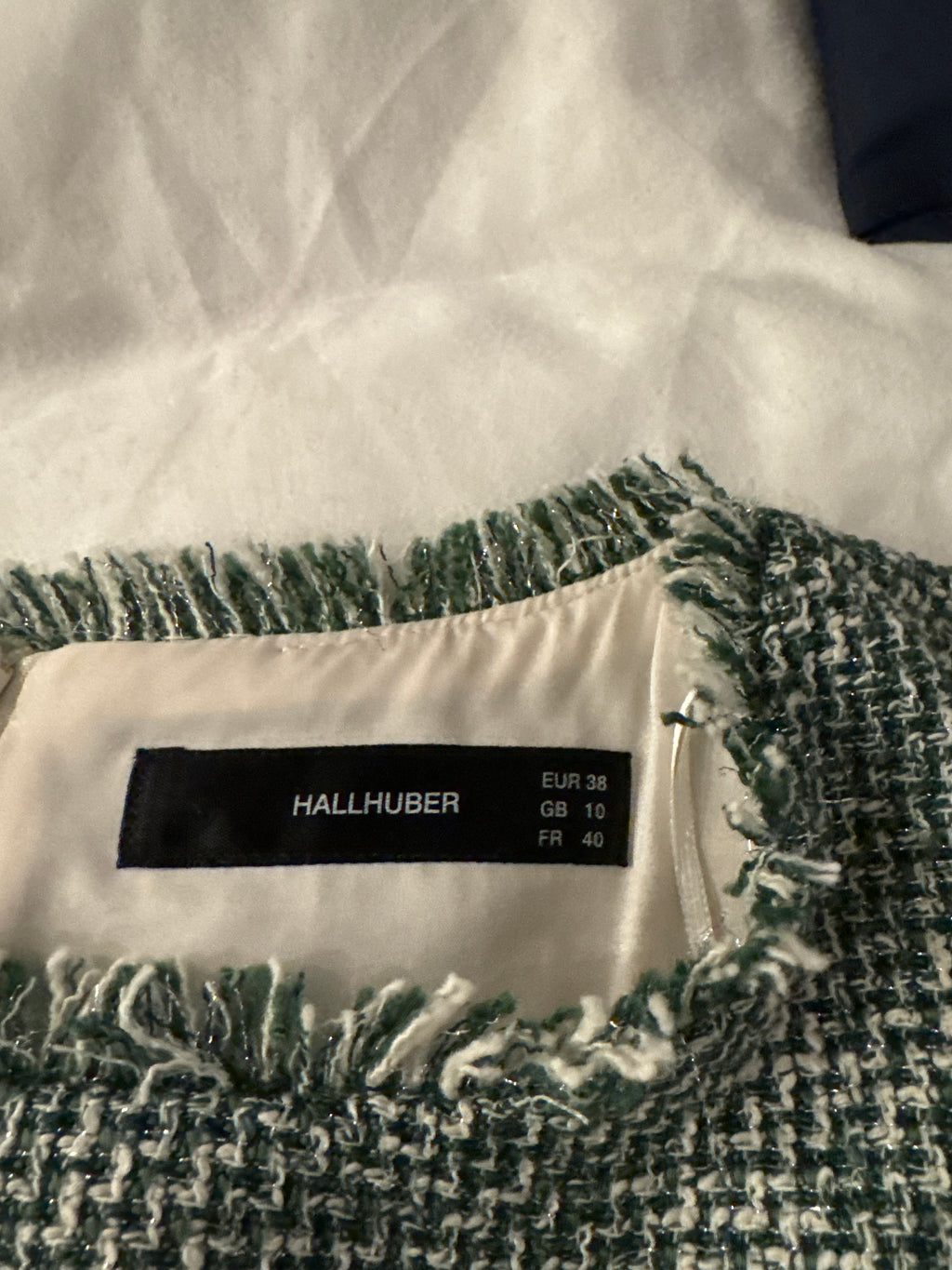 Hallhuber Tweed Kleid – Bouclé, Grün/Weiß, Gr. 38, Sehr guter Zustand