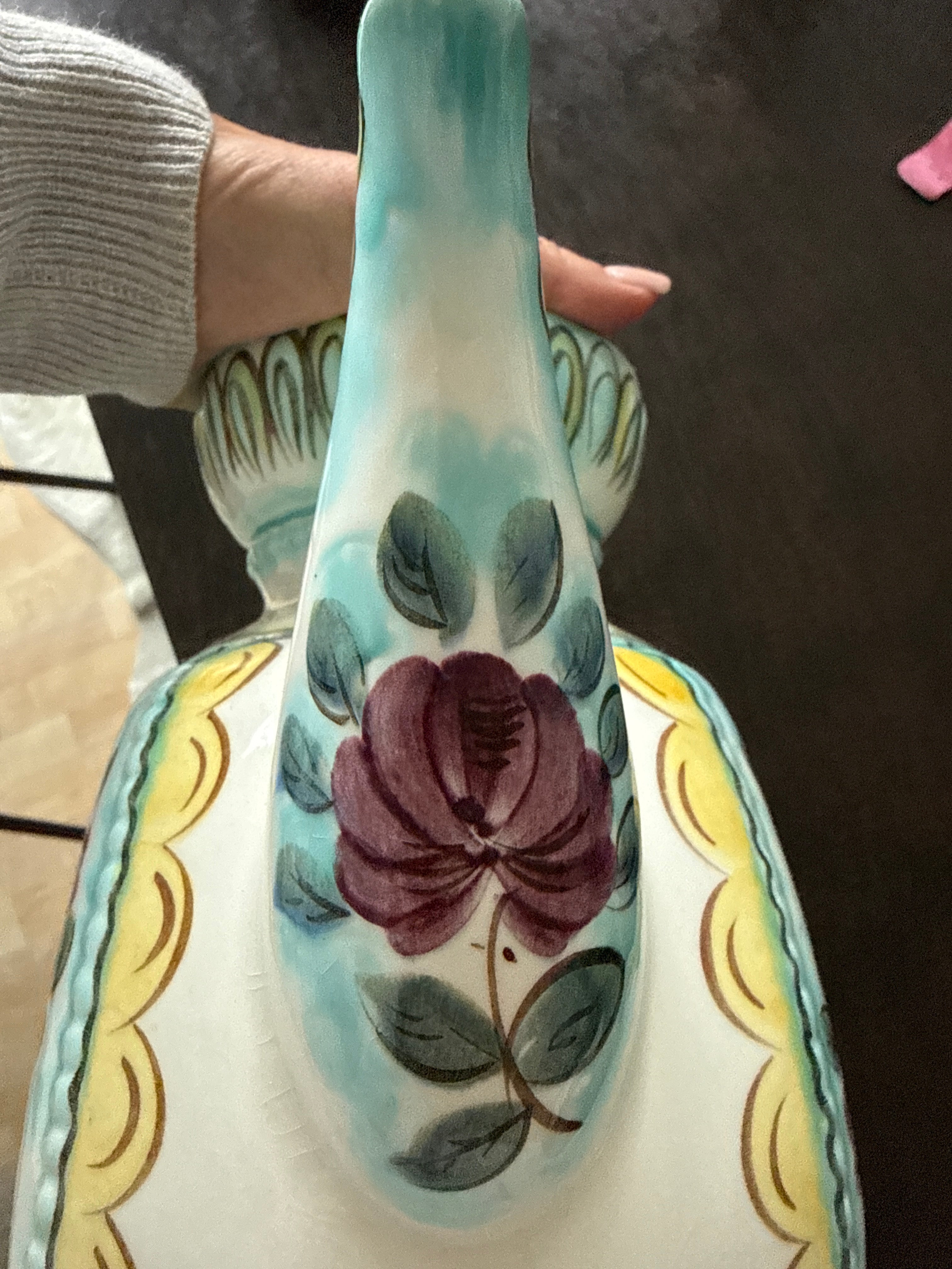 Handbemalte italienische Maiolica Keramik-Teekanne, klein, sehr guter Zustand
