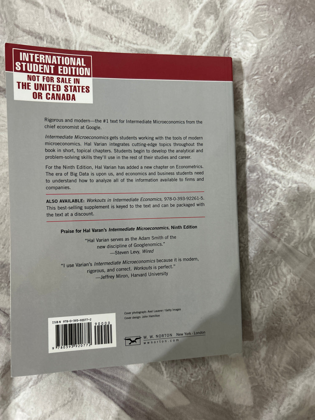 Varian Intermediate Microeconomics 9th Ed ISE Paperback Very Good