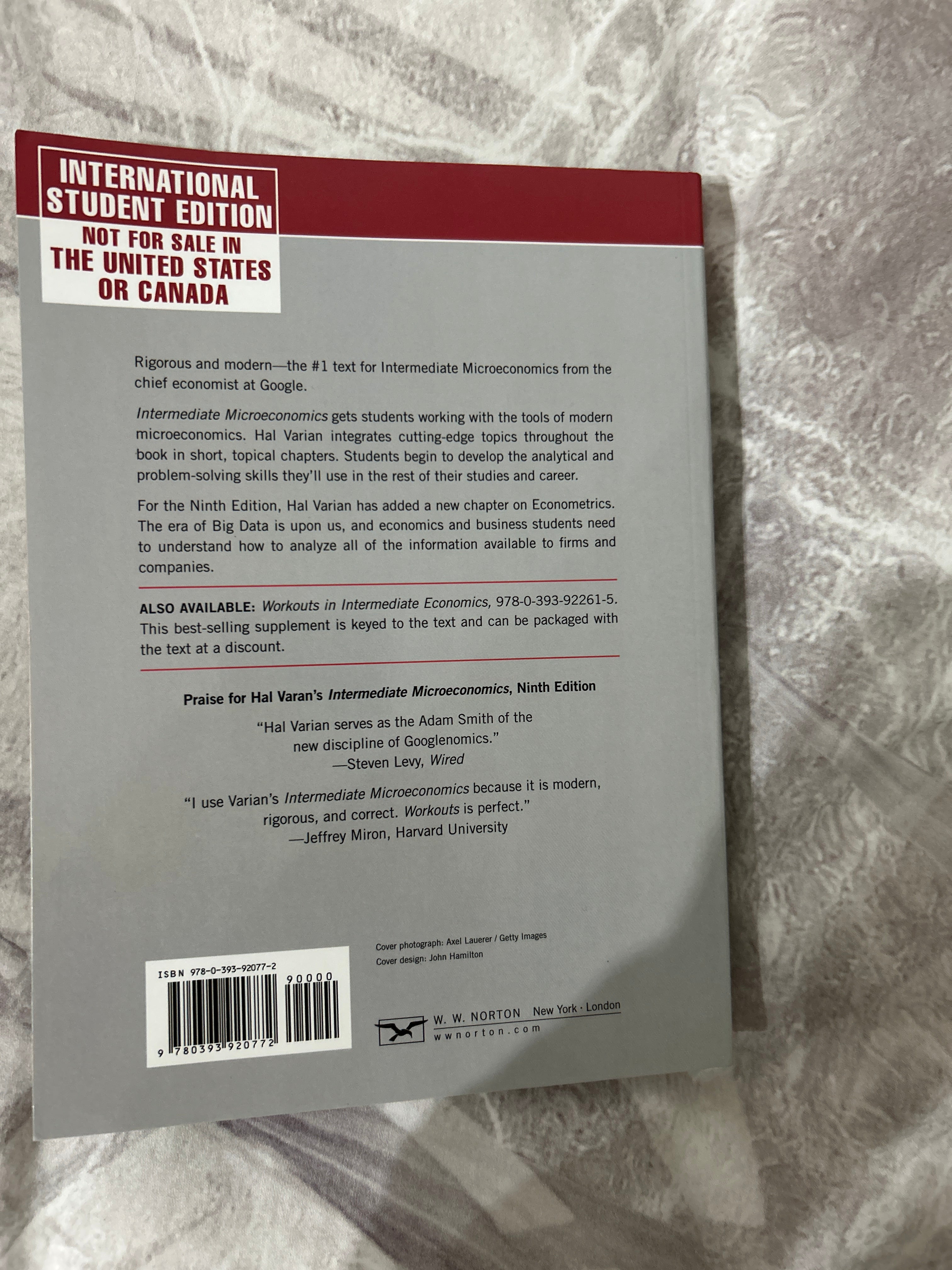Varian Intermediate Microeconomics 9th Ed ISE Paperback Very Good