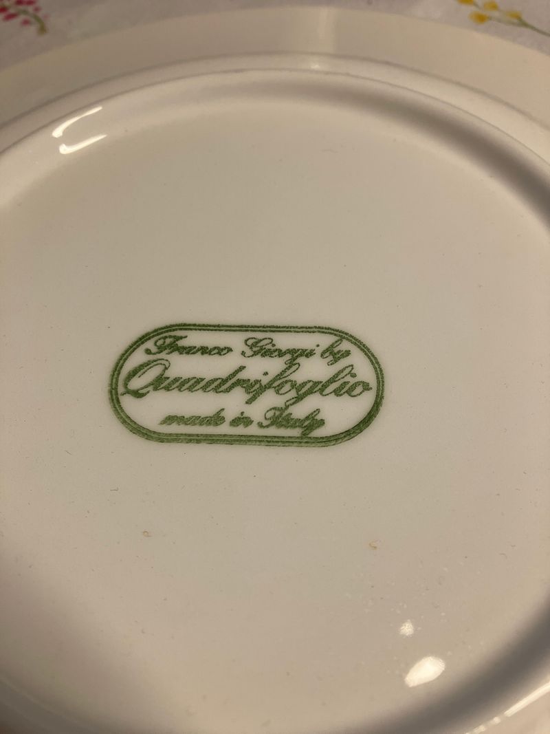 Franco Giorgi Quadrifoglio Speiseteller 26cm Weiß Porzellan Italy, guter Zustand