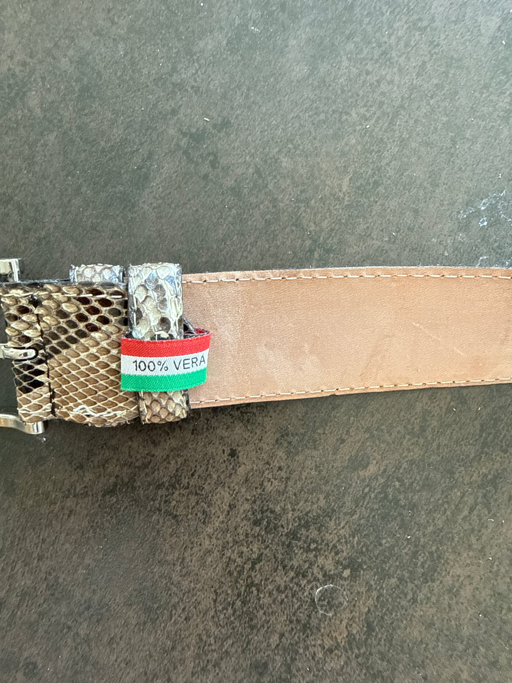 Echter Pythonleder-Gürtel, handgefertigt in Italien, 4 cm, sehr guter Zustand