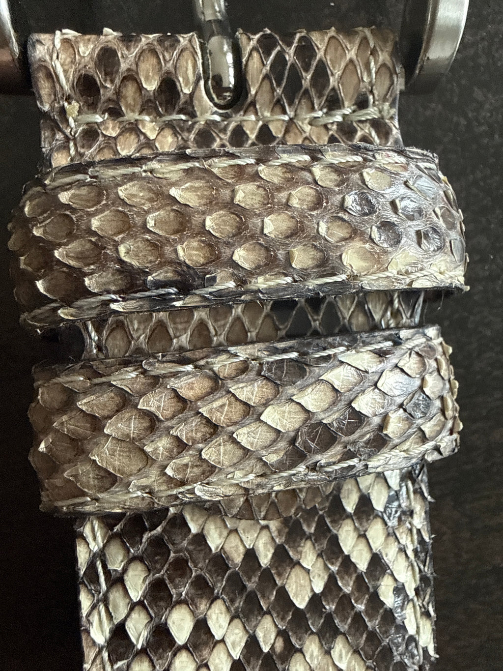 Echter Pythonleder-Gürtel, handgefertigt in Italien, 4 cm, sehr guter Zustand