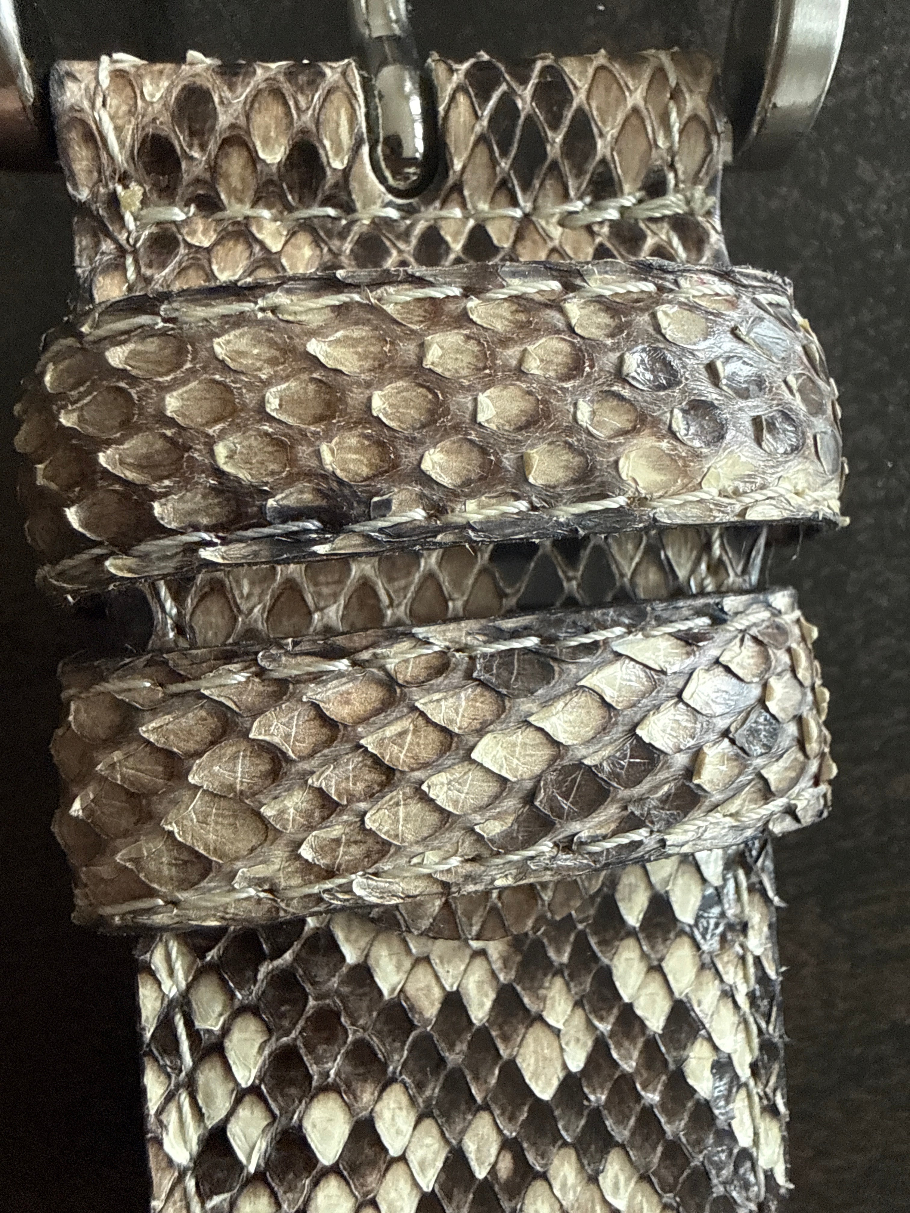 Echter Pythonleder-Gürtel, handgefertigt in Italien, 4 cm, sehr guter Zustand