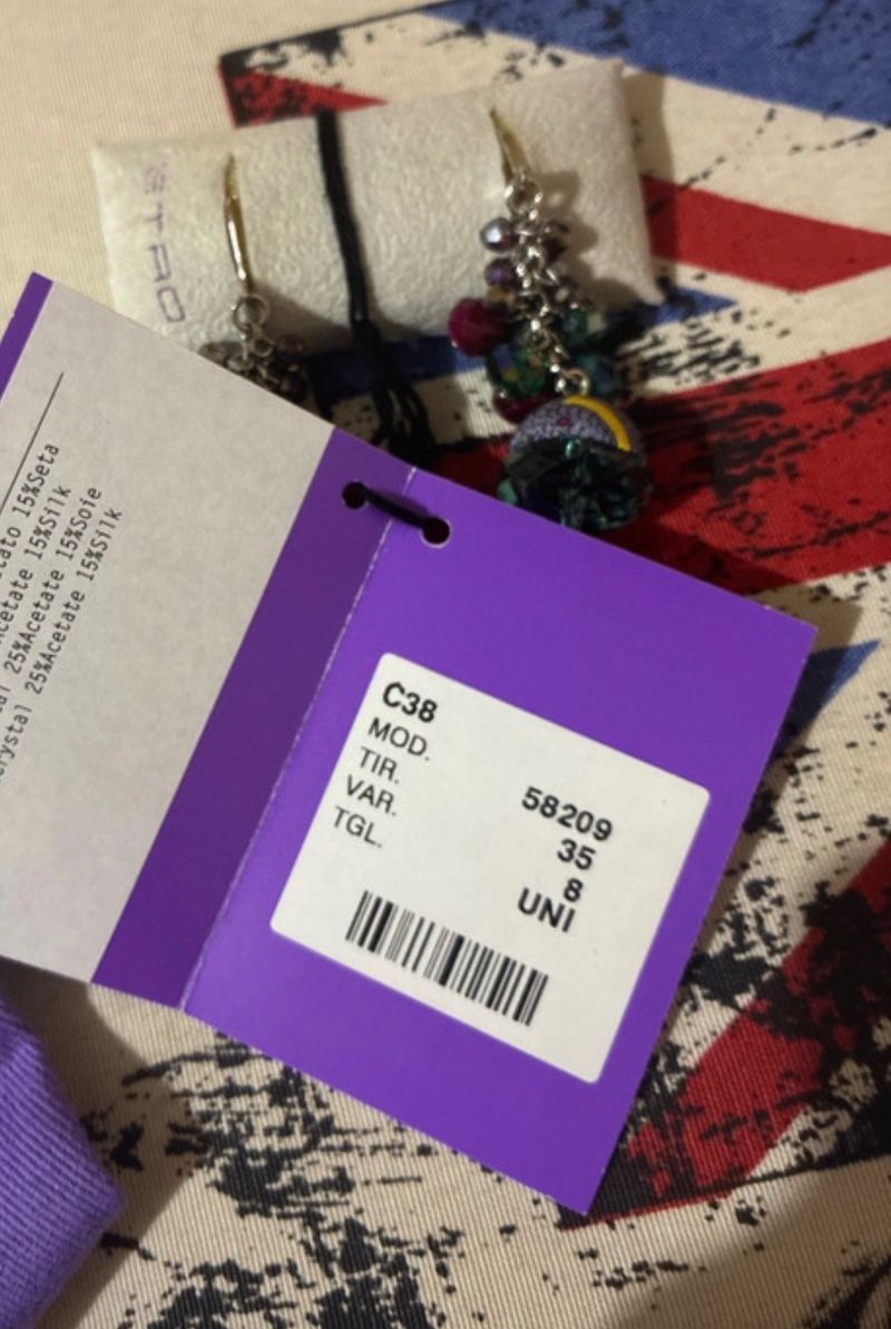 Etro C38 58209/35 Multicolor Paisley Ohrringe, 7cm, Wie Neu
