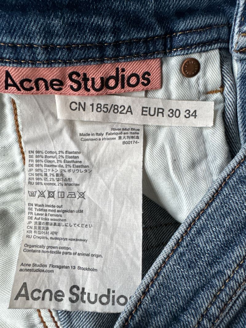 Acne Studios River Mid Blue Jeans W30 L34 – Sehr guter Zustand, Made in Italy