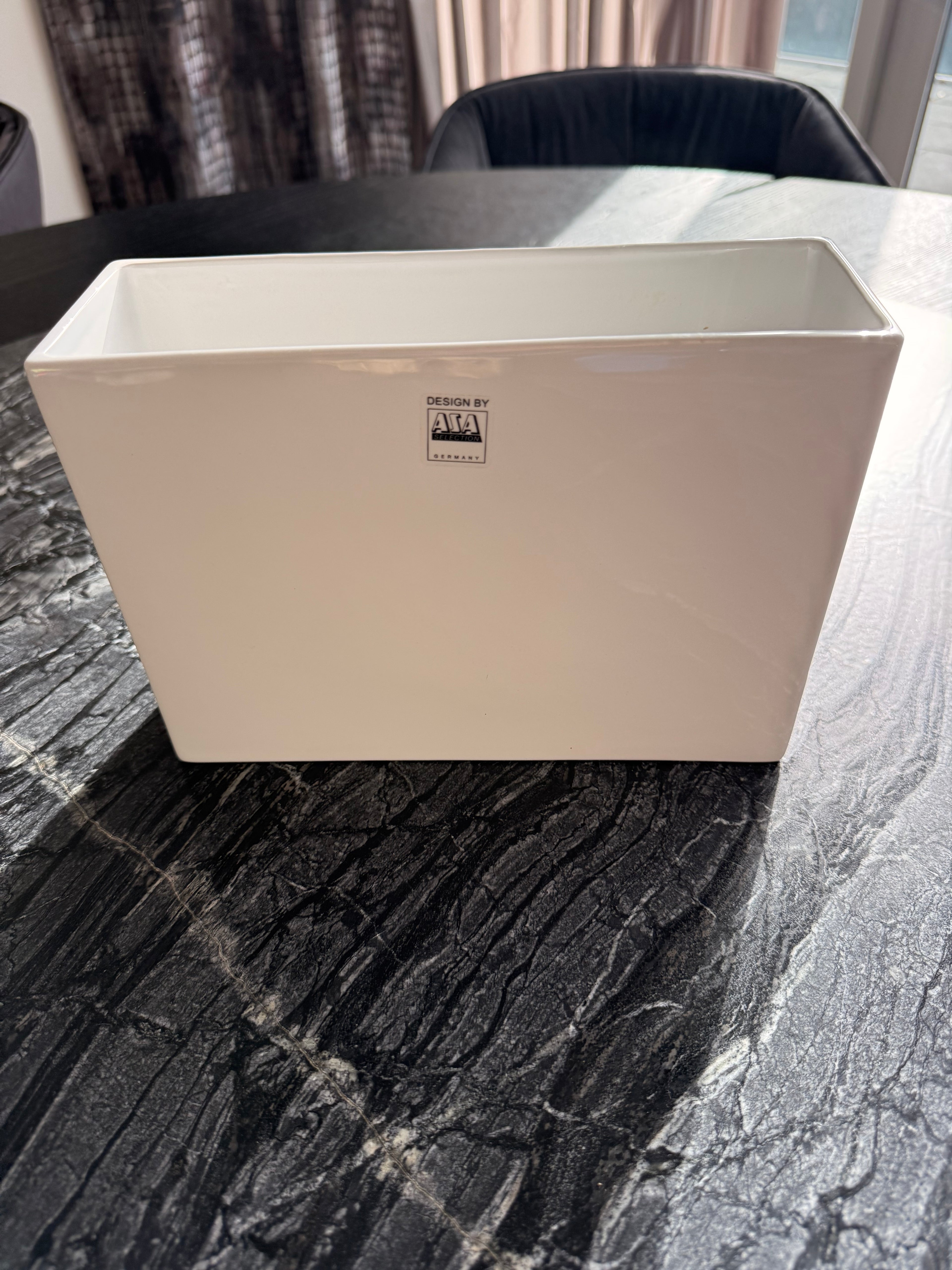 White ASA Selection Ceramic Rectangular Planter, Small, New, 20 cm