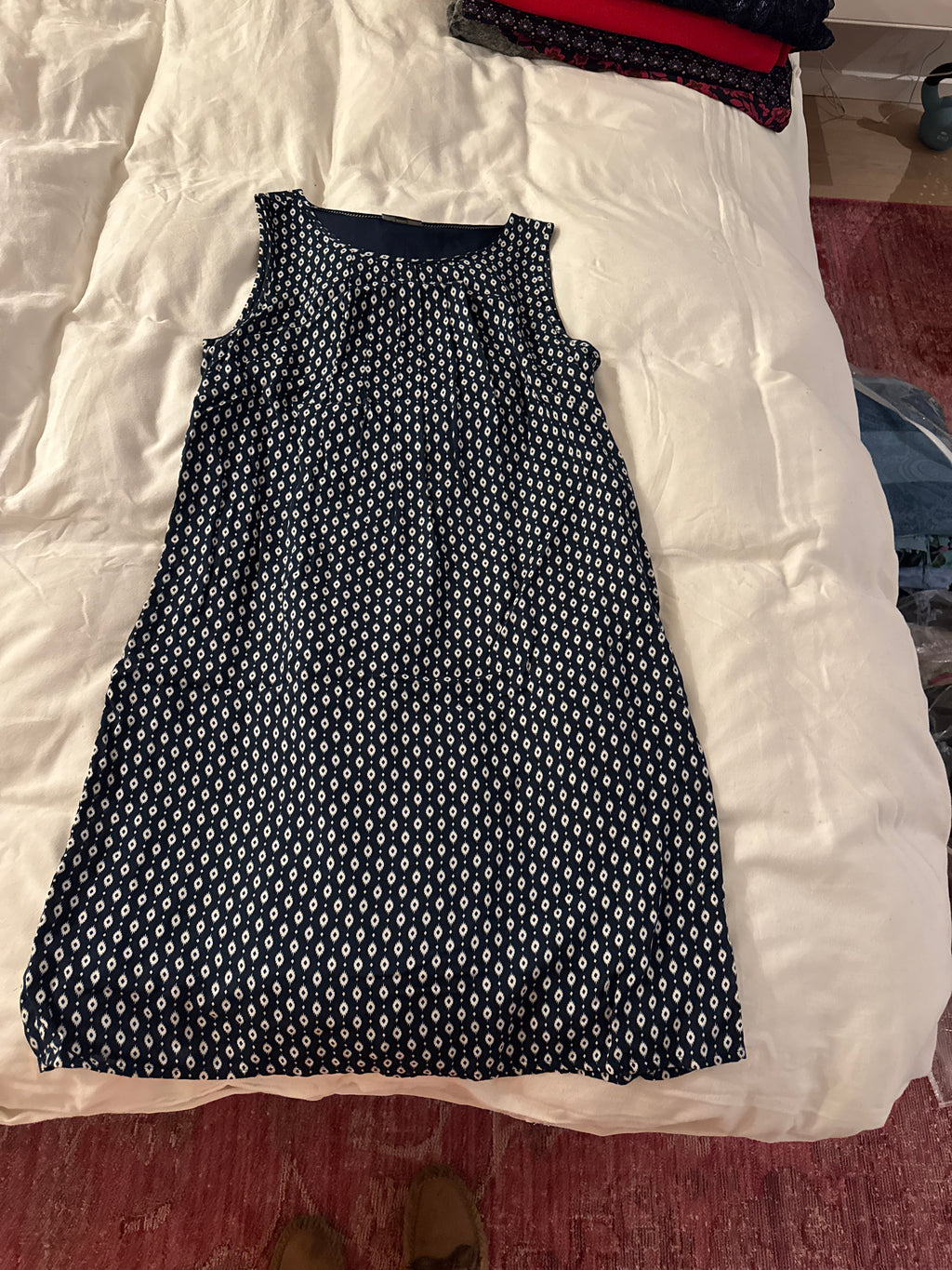Street One Sleeveless Summer Dress Navy White Polka Dot Medium Very Good