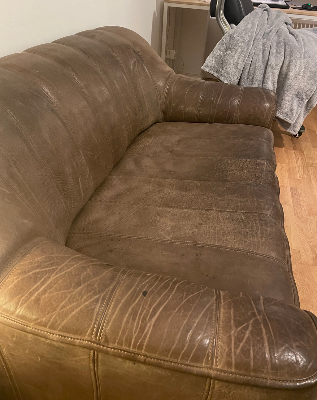 De Sede DS 44 Zweisitzer Sofa, Büffelleder, Cuoio, Guter Zustand