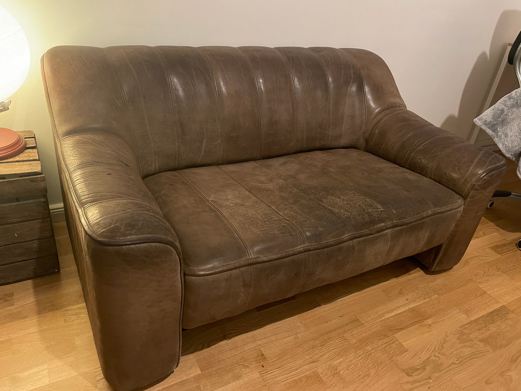 De Sede DS 44 Zweisitzer Sofa, Büffelleder, Cuoio, Guter Zustand