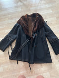 Genuine Shearling Ethan Hooded Coat, Dark Brown, Medium, Made in Italy, Very Good