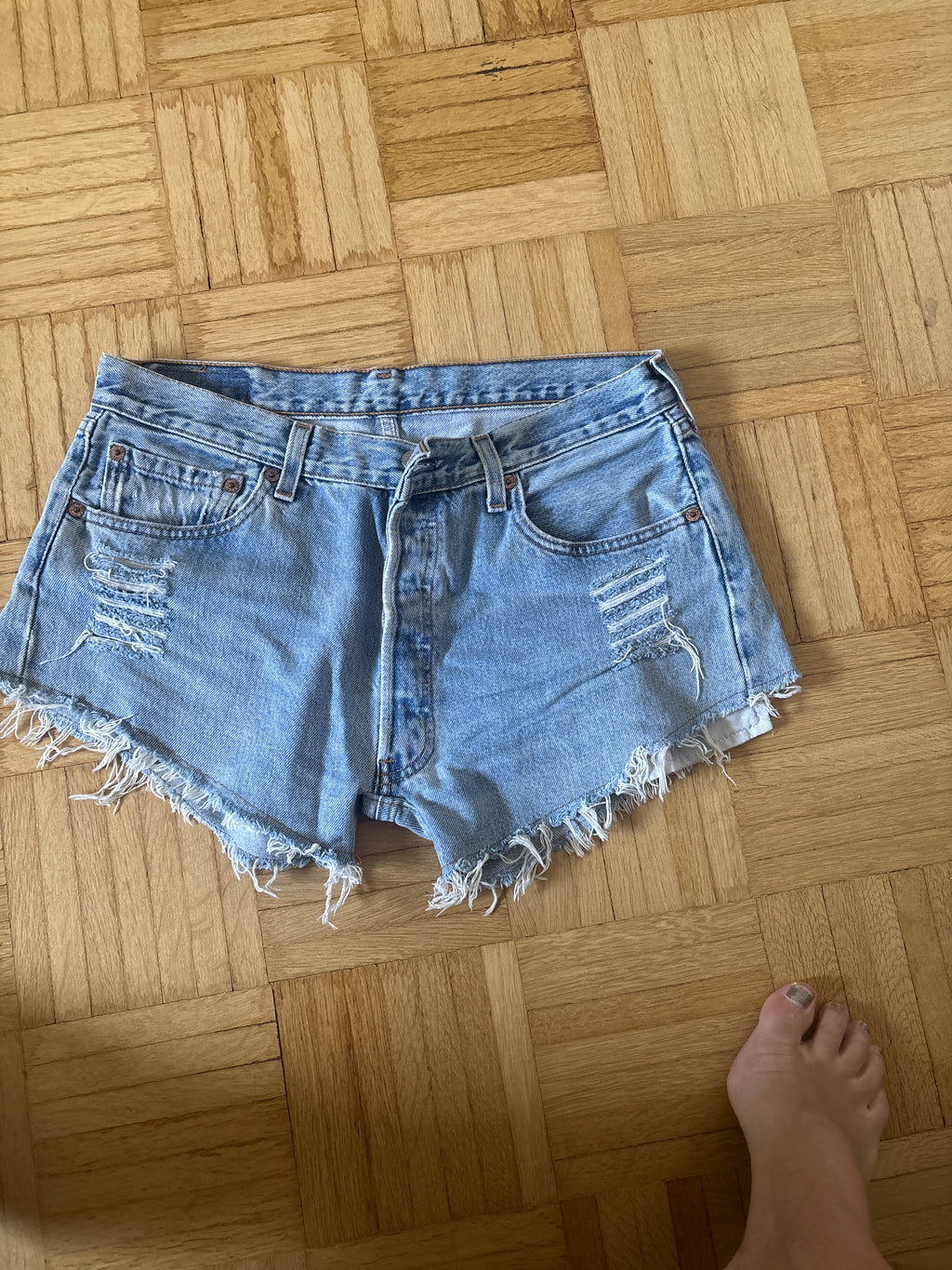 Levi’s 501 High-Rise Cut-Off Shorts W34 Hellblau Vintage Sehr Gut
