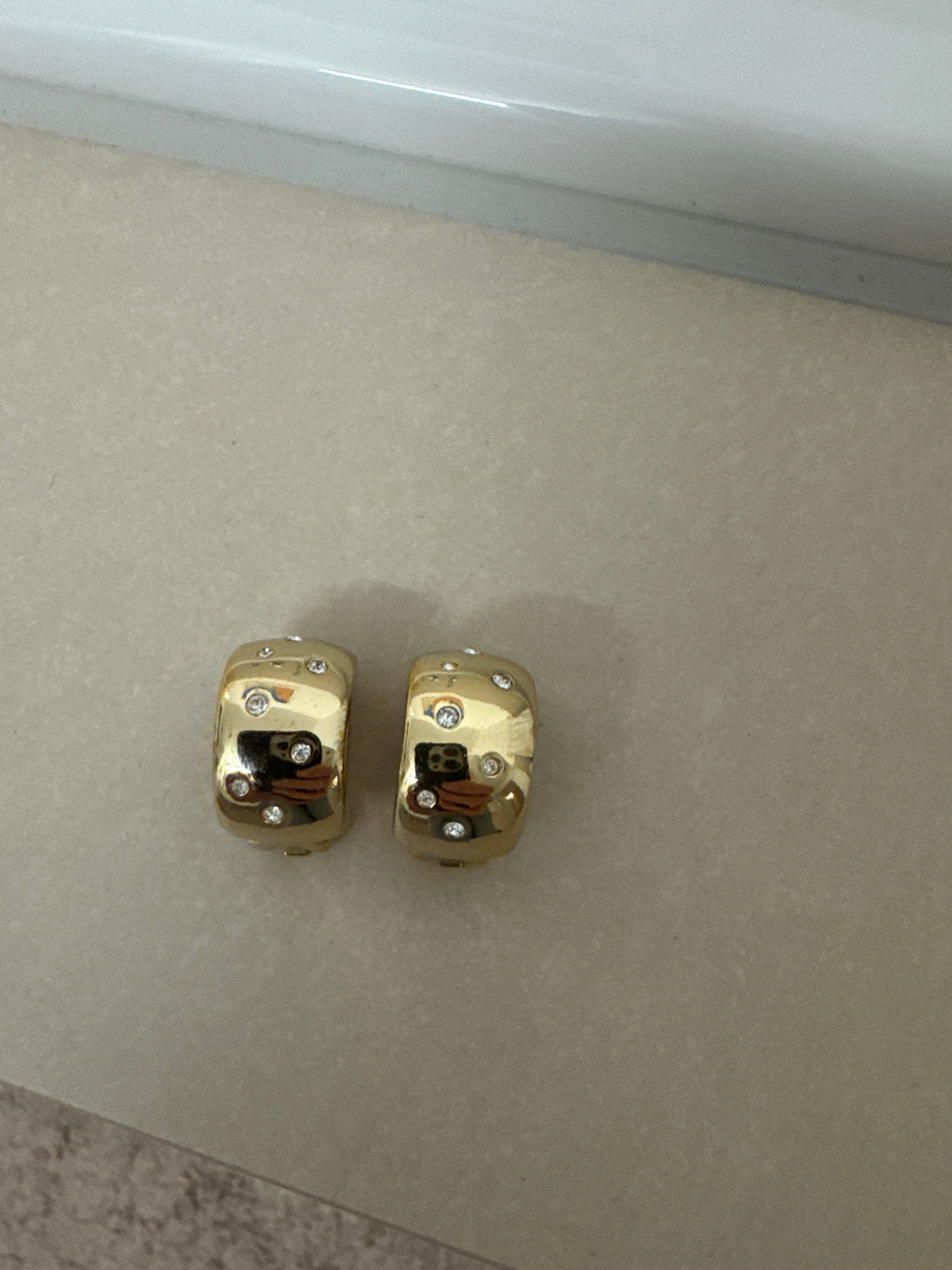 Vintage Swarovski Crystal Clip-On Earrings, Gold Tone, Medium, Very Good