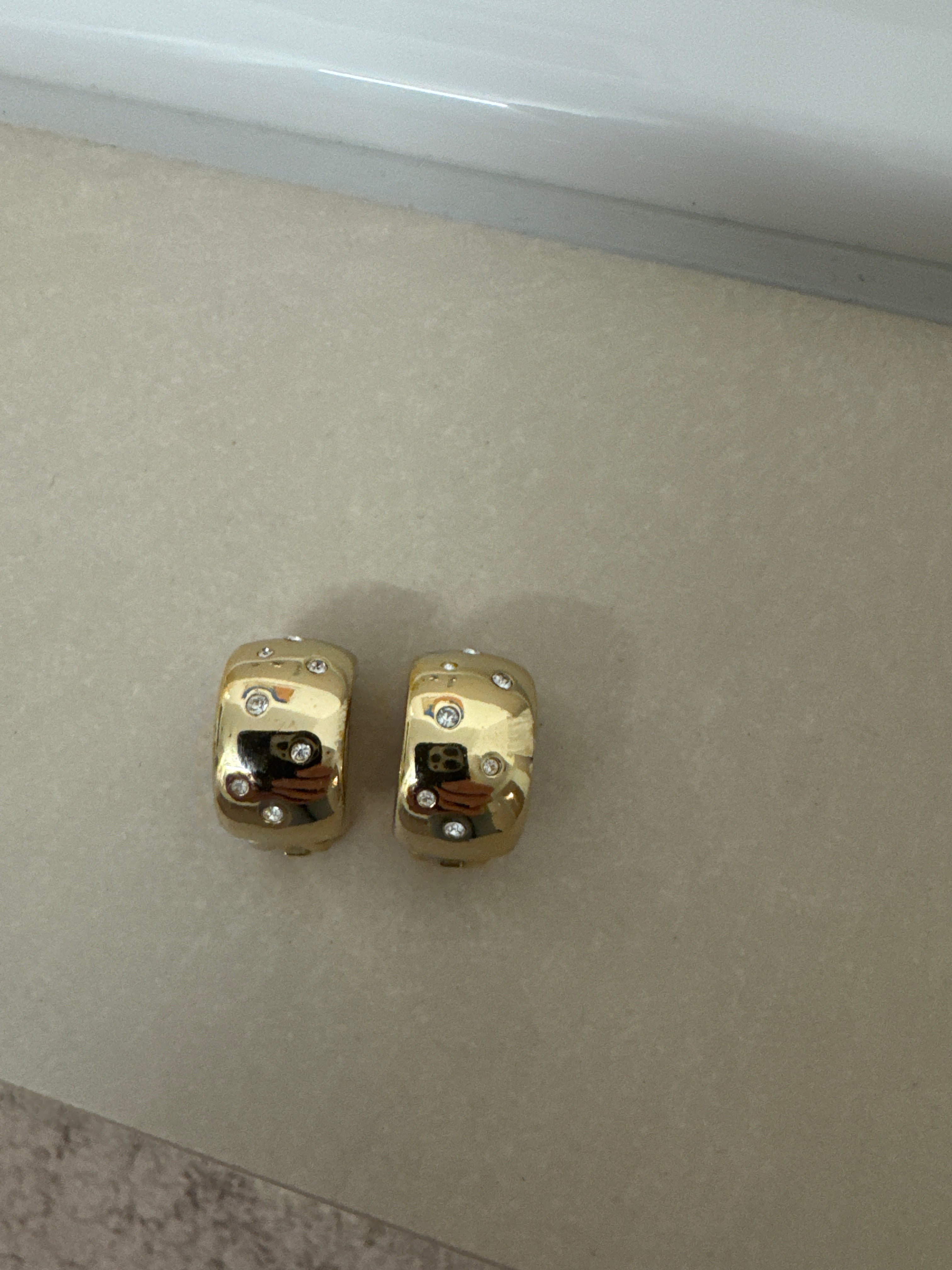 Vintage Swarovski Crystal Clip-On Earrings, Gold Tone, Medium, Very Good