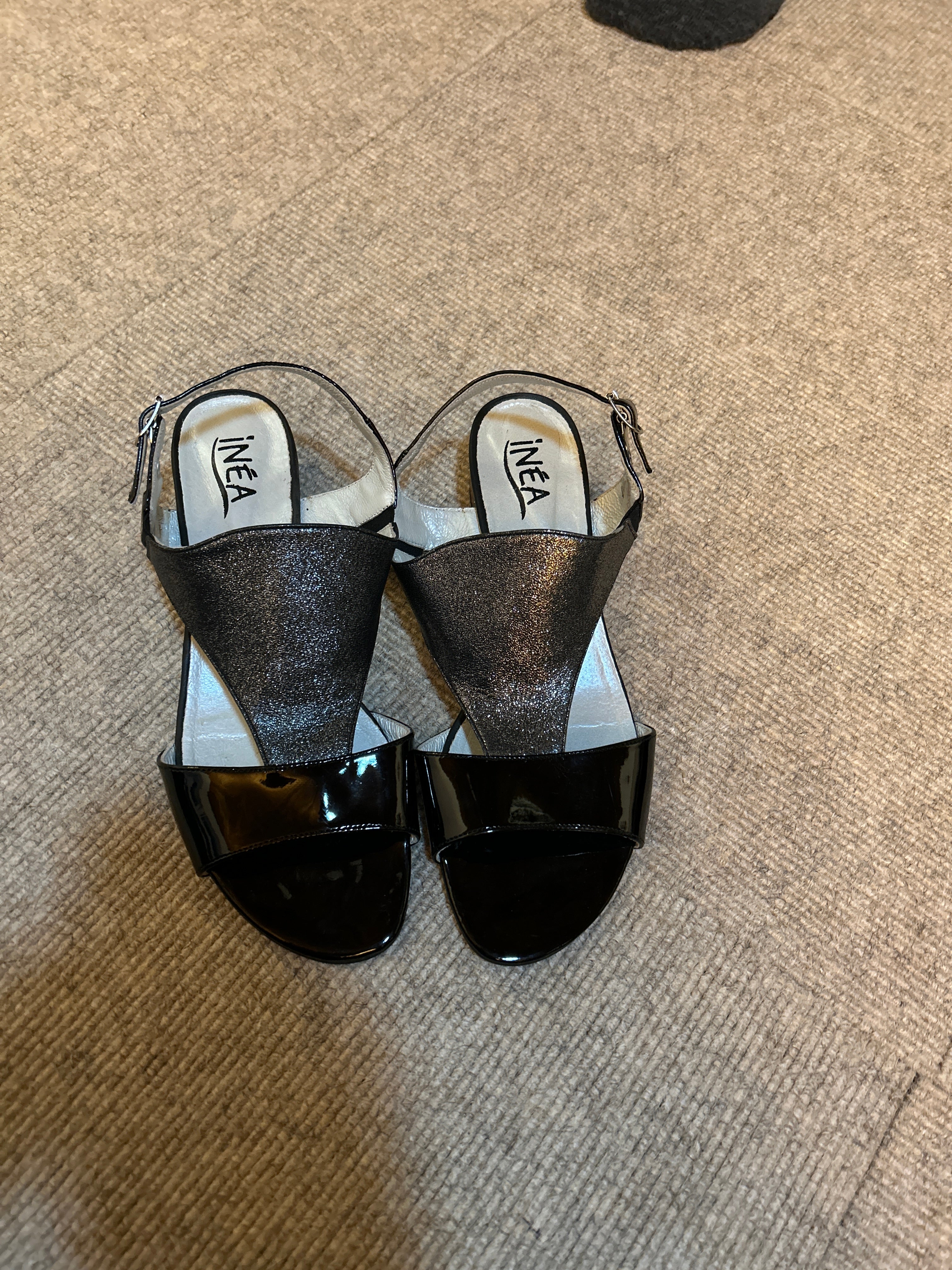 INÉA Slingback-Sandalen Leder, Gr. 39, Schwarz, sehr guter Zustand
