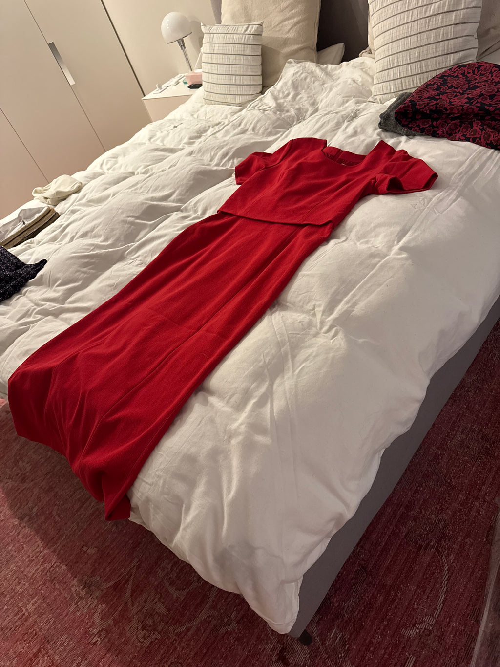 Bright Red Midi Dress, Compagnie La Rochelle, EU 40, Very Good Condition