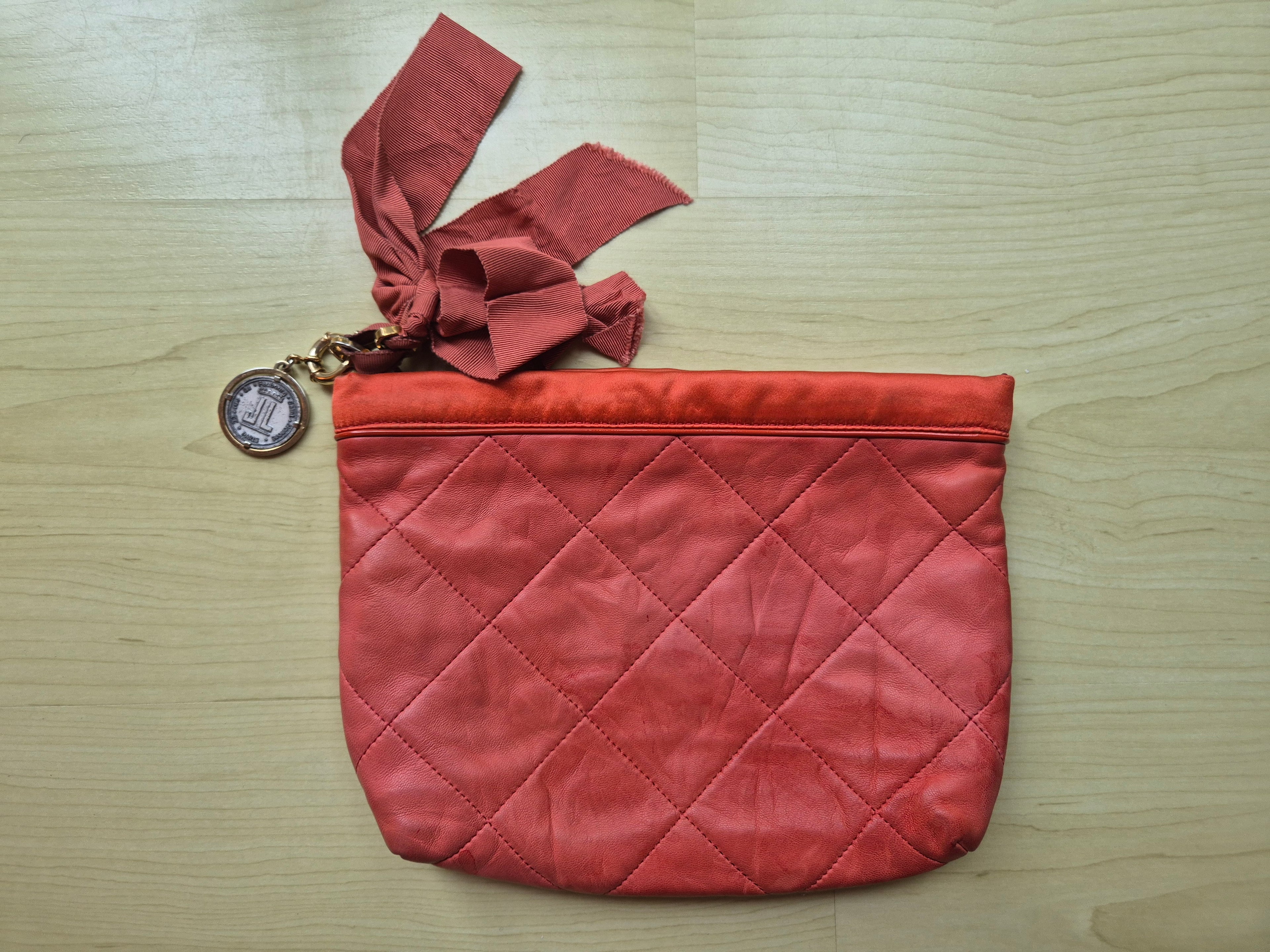Lanvin Amalia Kosmetiktasche/Clutch Leder Steppung Rot | Guter Zustand