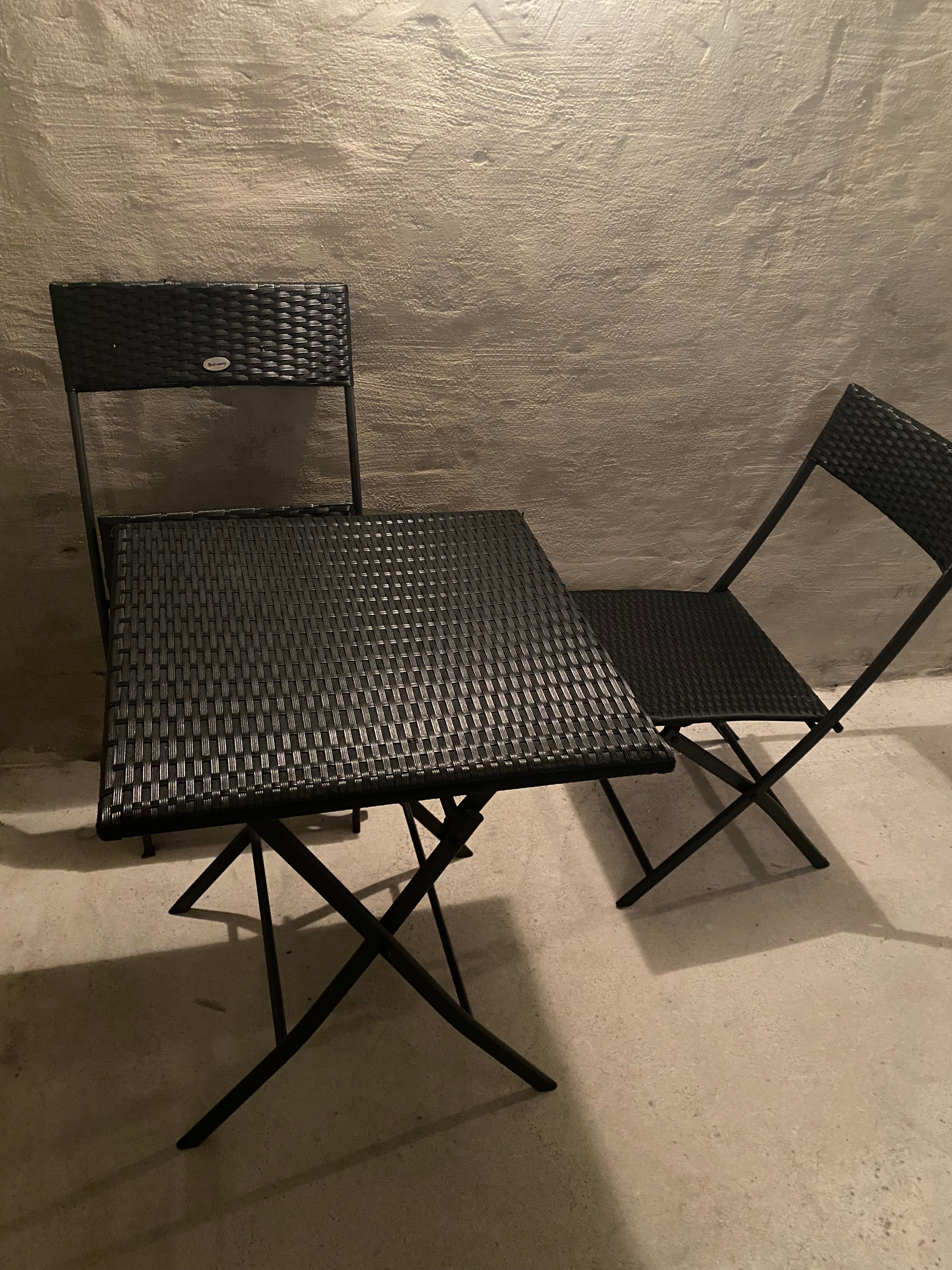 Outsunny 3-pc Folding Bistro Set | Wicker Black | Very Good