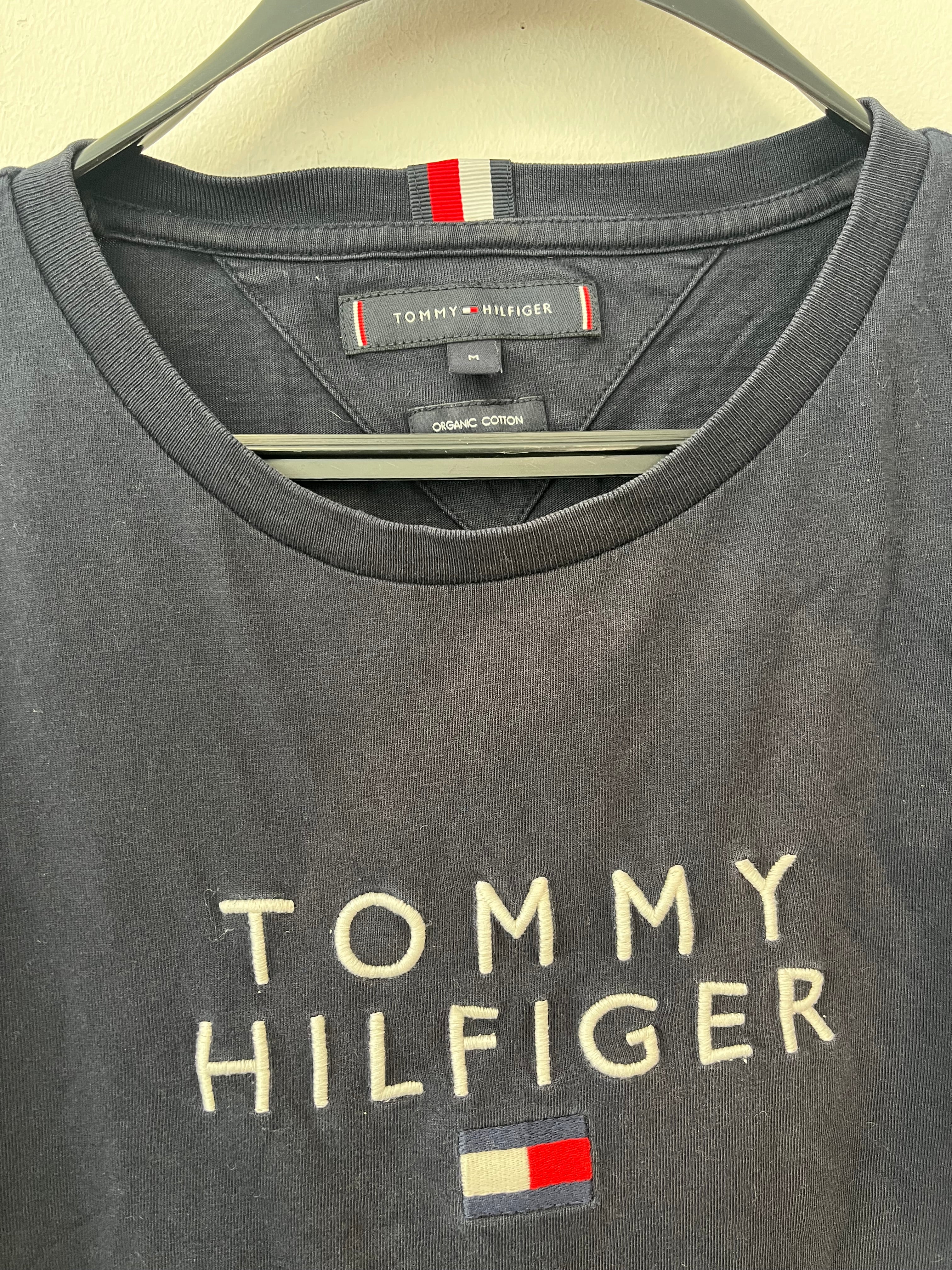Tommy Hilfiger Organic Cotton Logo T-Shirt Navy Medium – Very Good