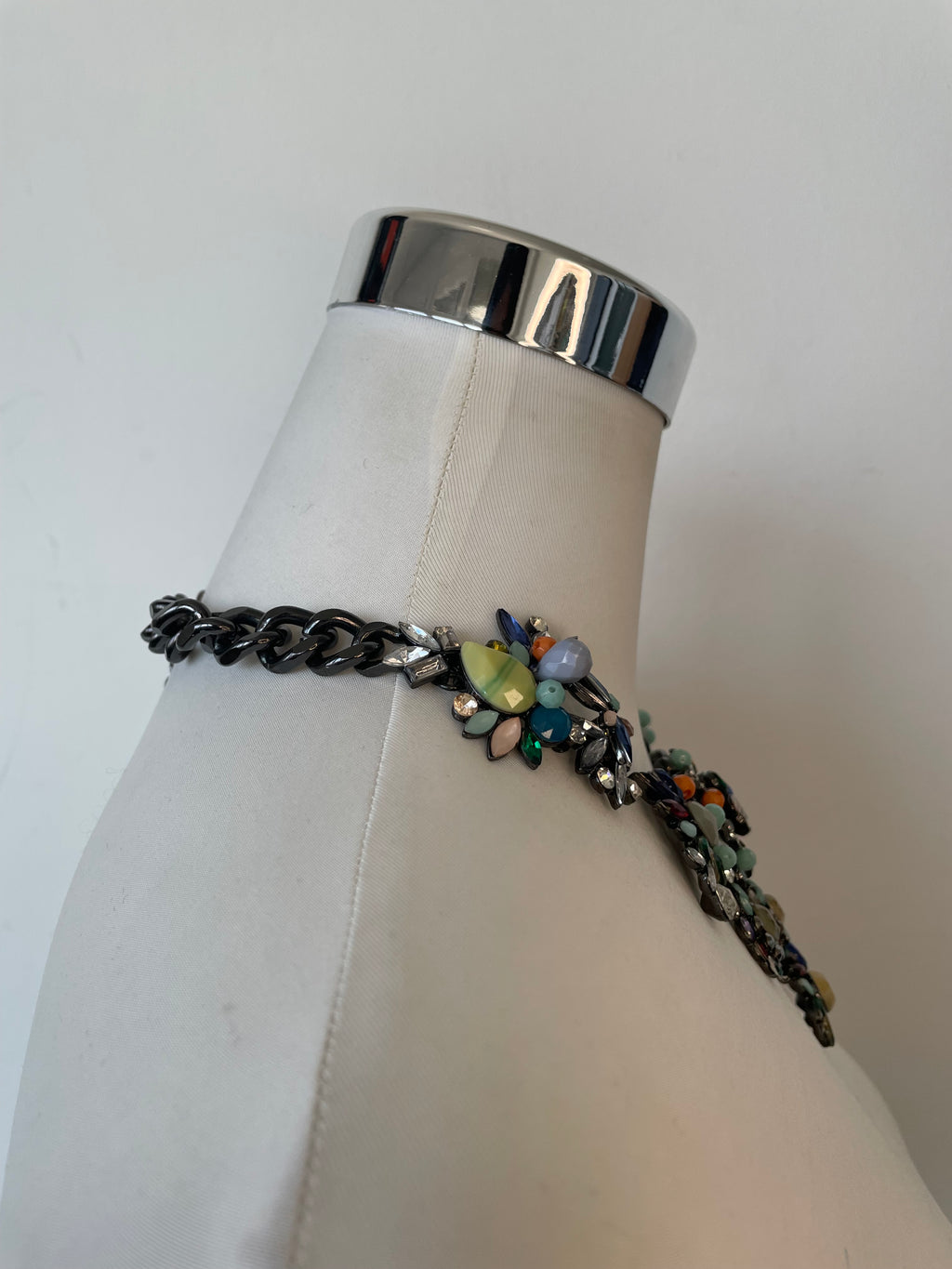 Signed Hollycraft Vintage Necklace – Pastel Rhinestones, Very Good, 56cm