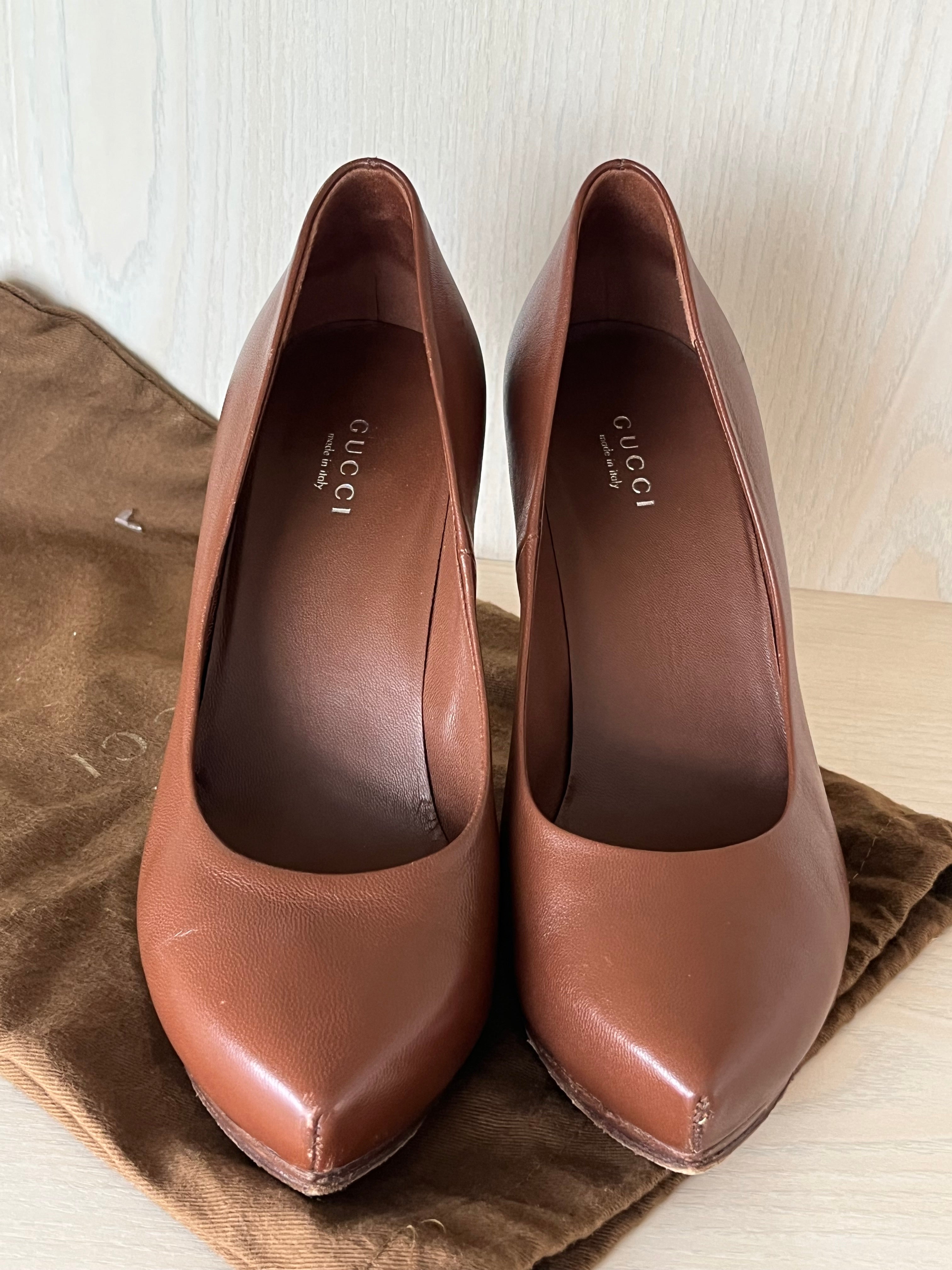 Gucci Leder Pumps Braun | EU 37.5 | 10cm Absatz | mit Dust Bag | Guter Zustand