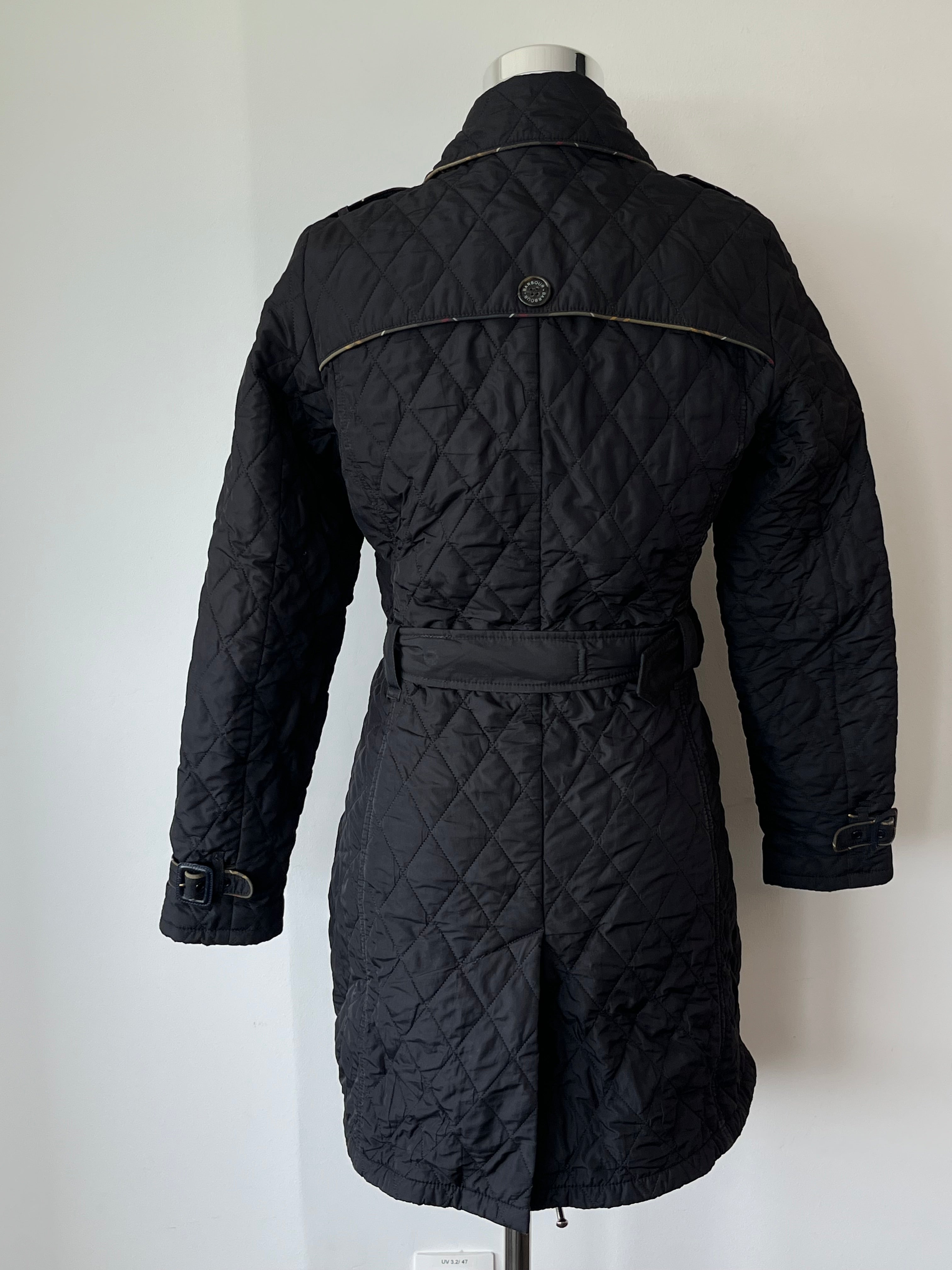 Barbour Damen Steppmantel EU 36 Navy Blau Gürtel Guter Zustand