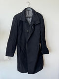 Tiger of Sweden Black Wool Overcoat XL, Classic Hidden-Placket, Well Used