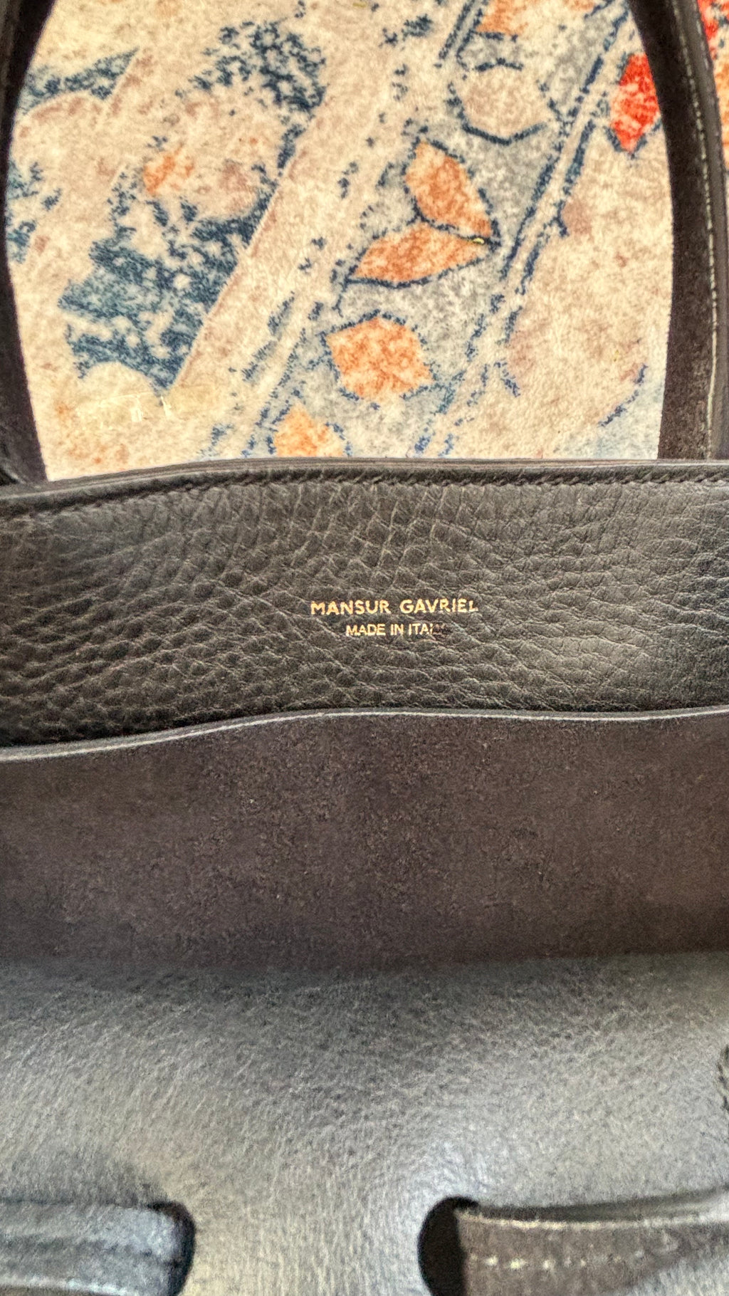 Mansur Gavriel Sun Tote Medium – Black Suede, Very Good Condition, 22x27 cm