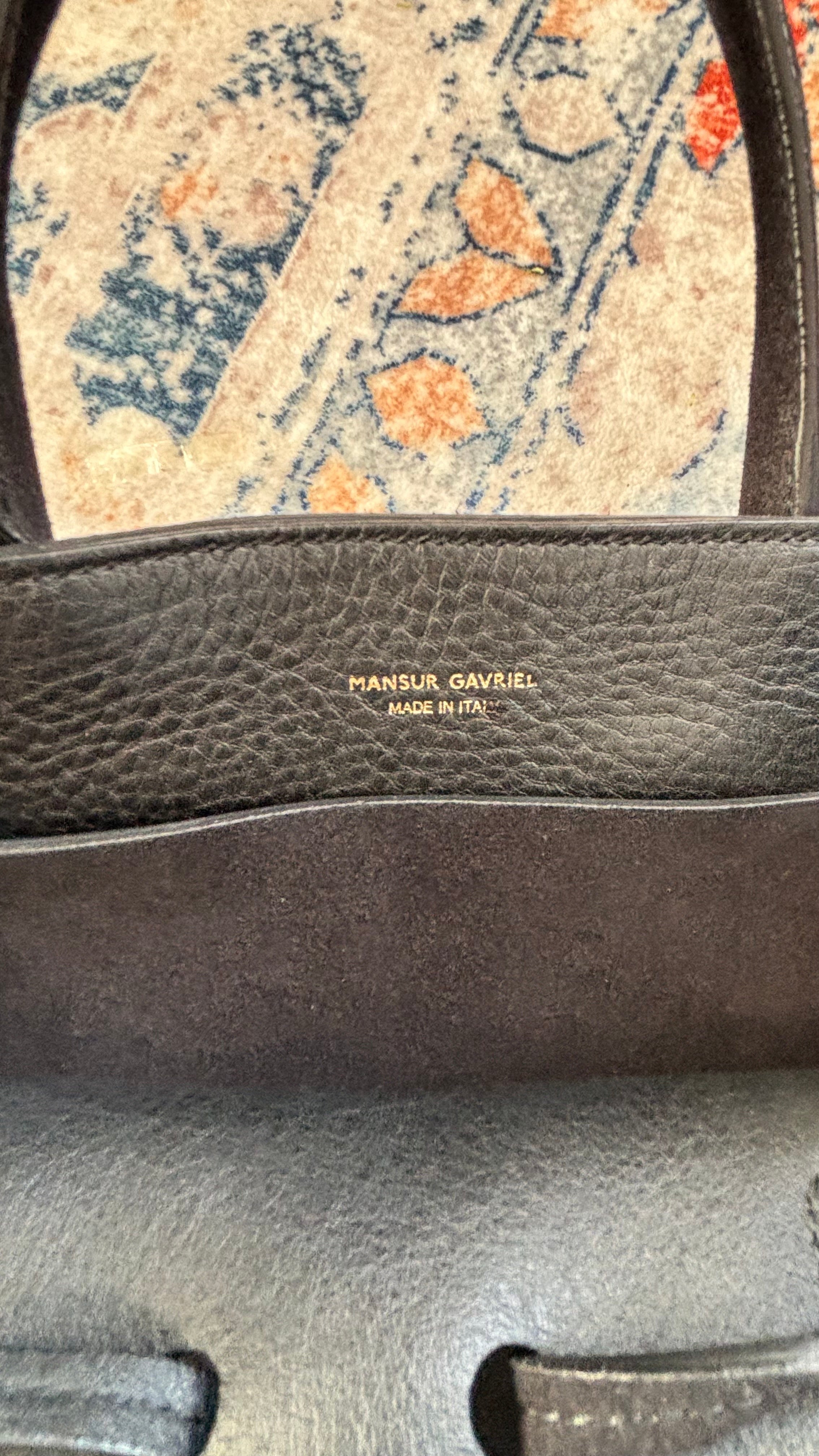 Mansur Gavriel Sun Tote Medium – Black Suede, Very Good Condition, 22x27 cm