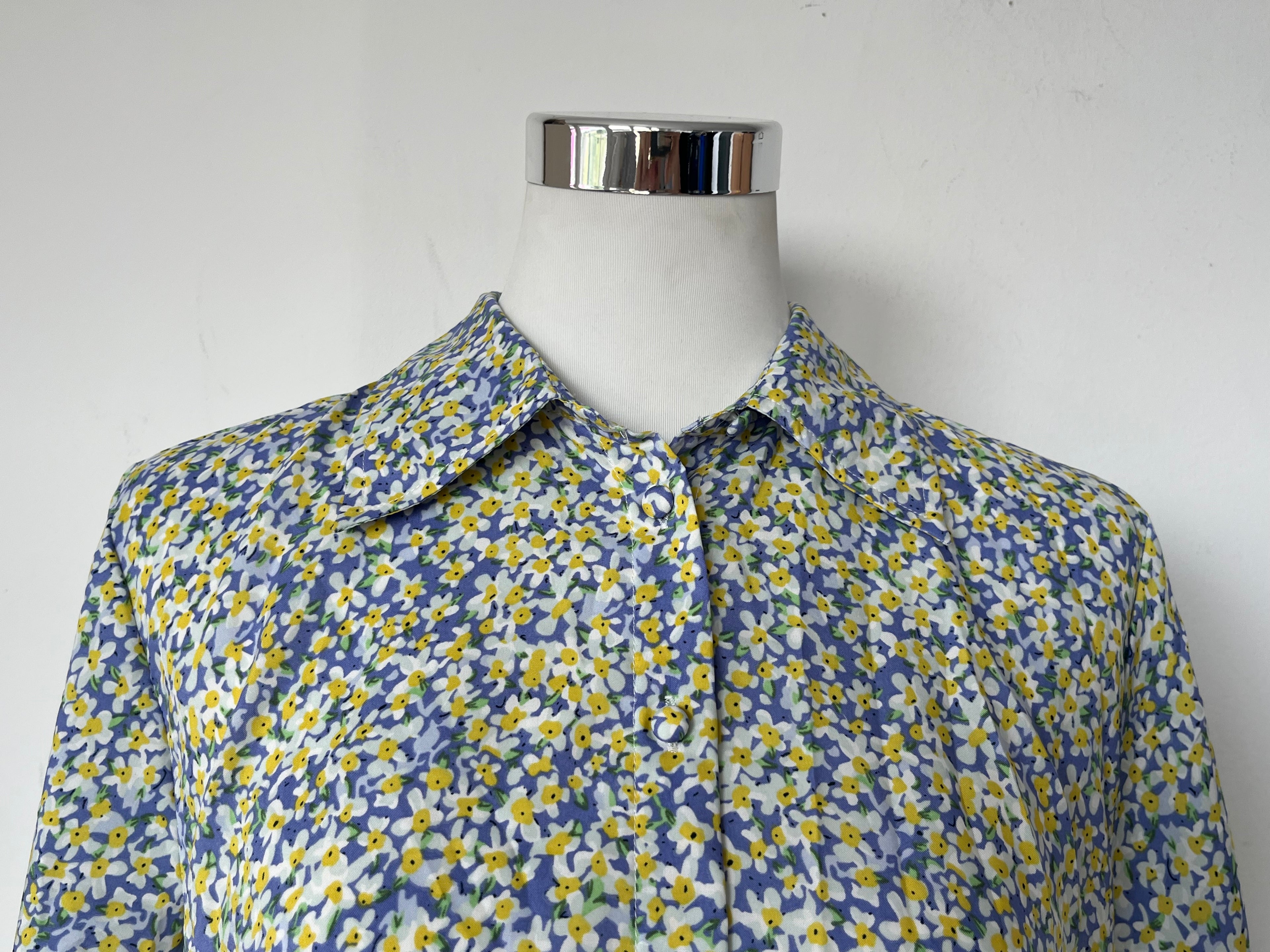 Marc Lauge Daisy Kleid, M, Blau/Gelb, 100% Viskose, Wie Neu