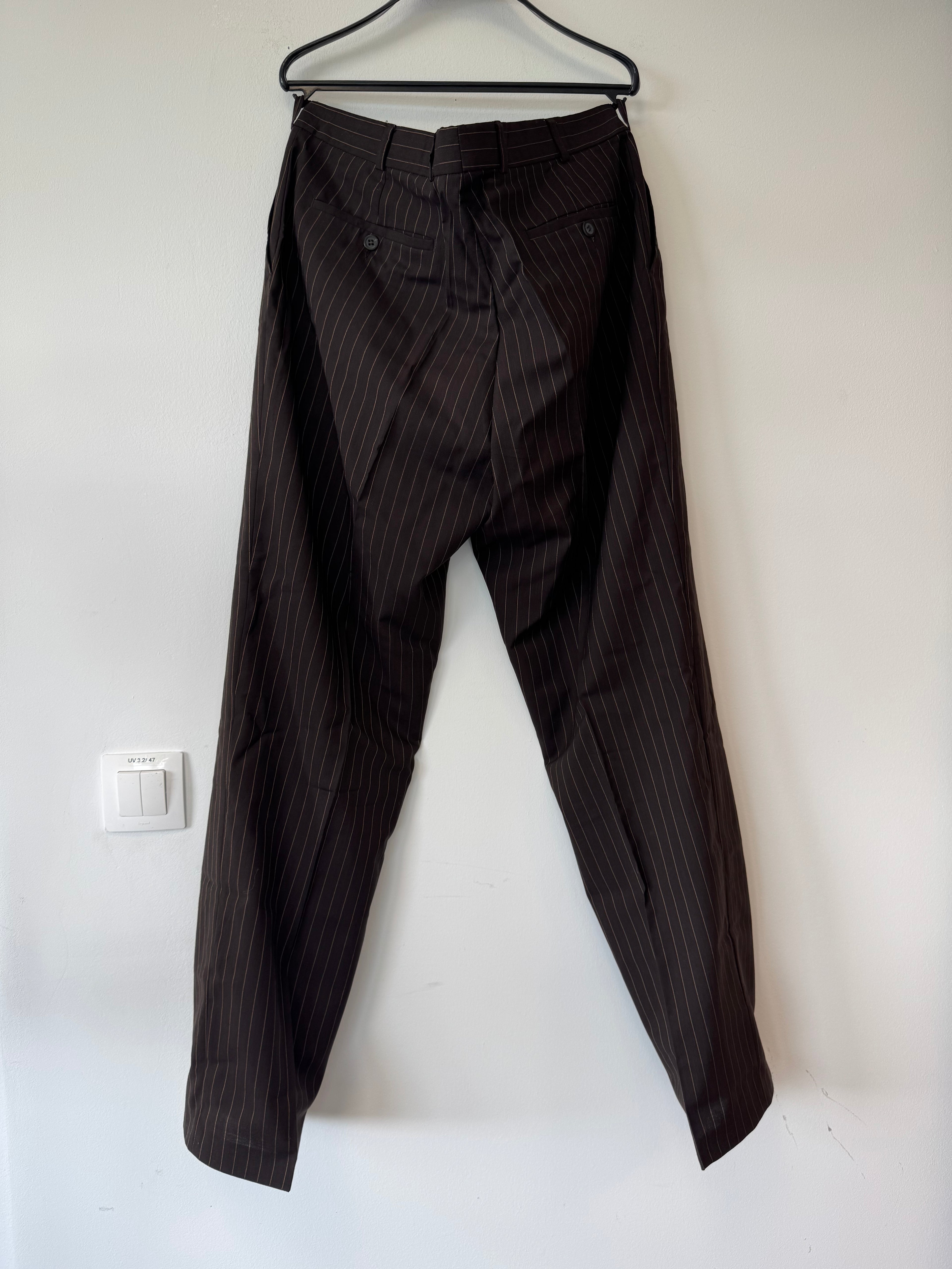 Angelo Litrico Wollhose Pinstripe Gr. 106 Braun, Gebraucht