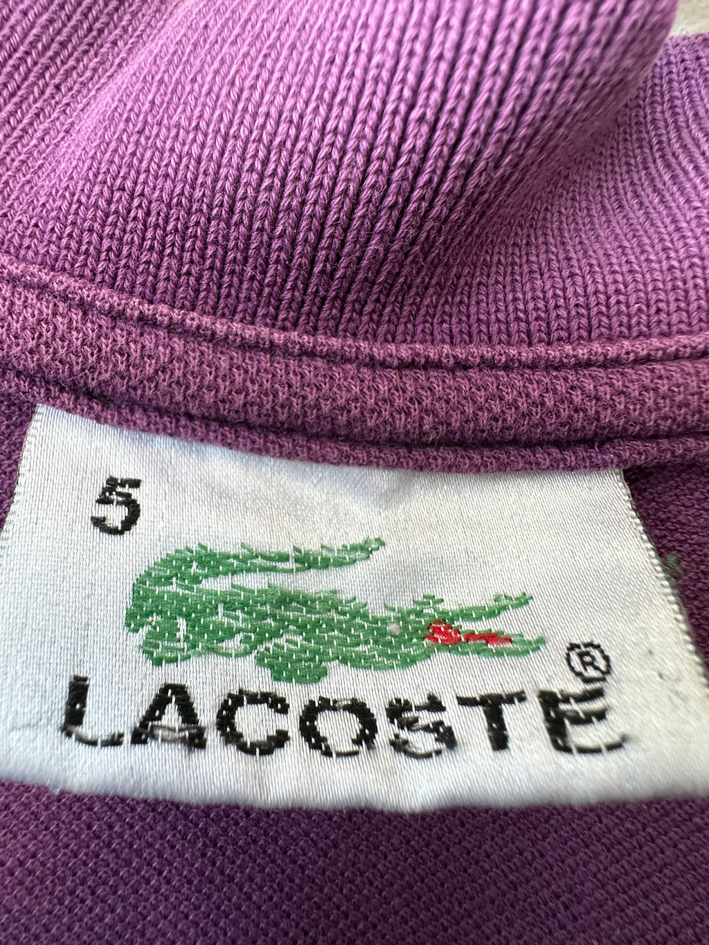 Lacoste L.12.12 Polo Herren Gr. 5 (XL) Lila Baumwolle Piqué, guter Zustand