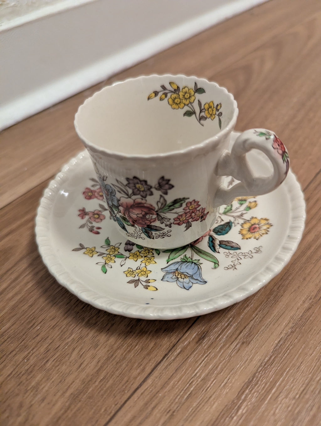 Copeland Spode „Romney“ Mokkatasse & Untertasse | Vintage England | Floral | Gut
