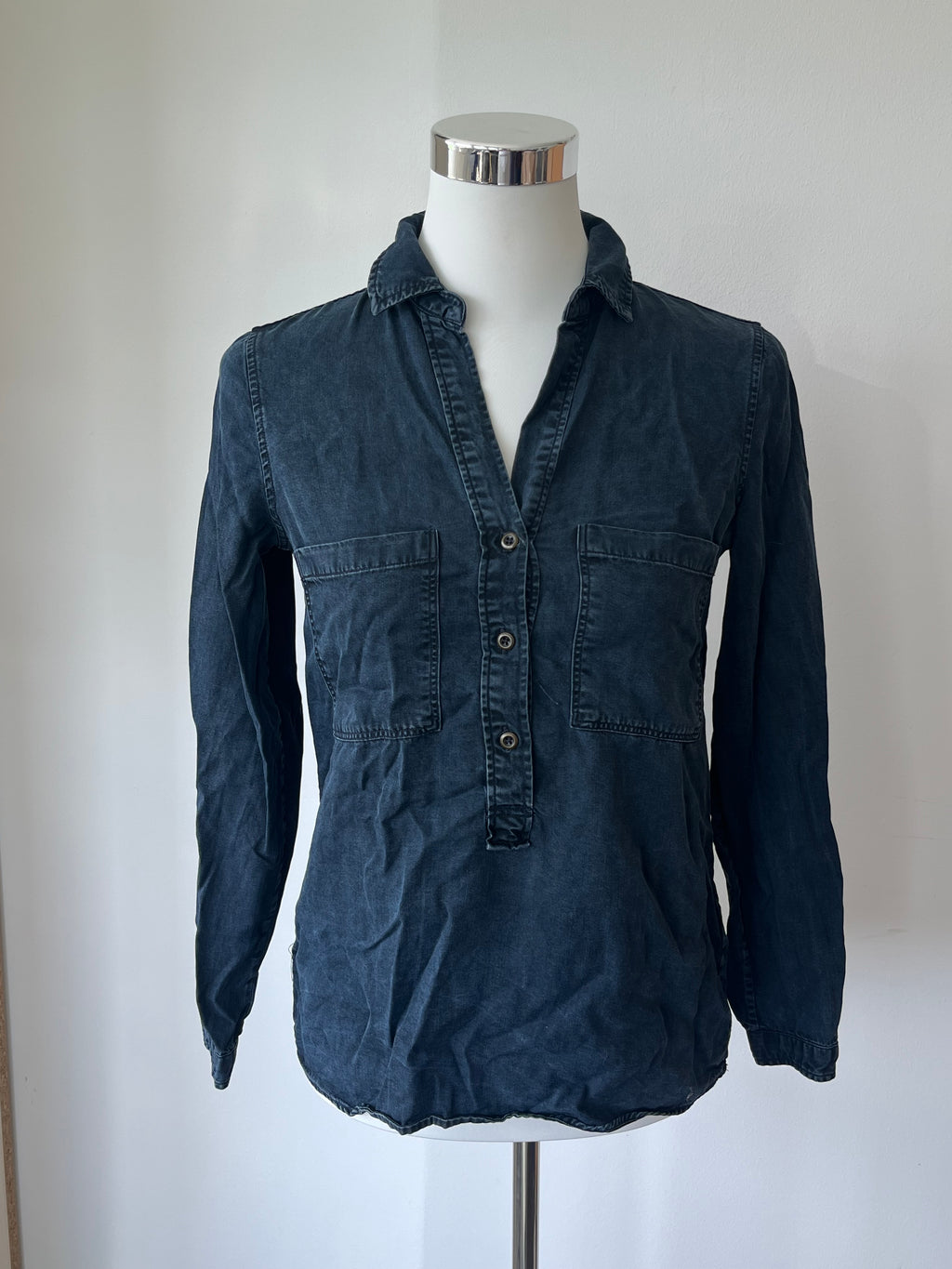 Massimo Dutti Damen Jeanshemd, Indigo, Gr. 34, Guter Zustand