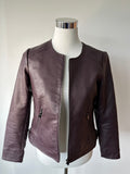 Dorothy Perkins Damen Bikerjacke Kunstleder Dunkelbraun Größe 38, Gebraucht