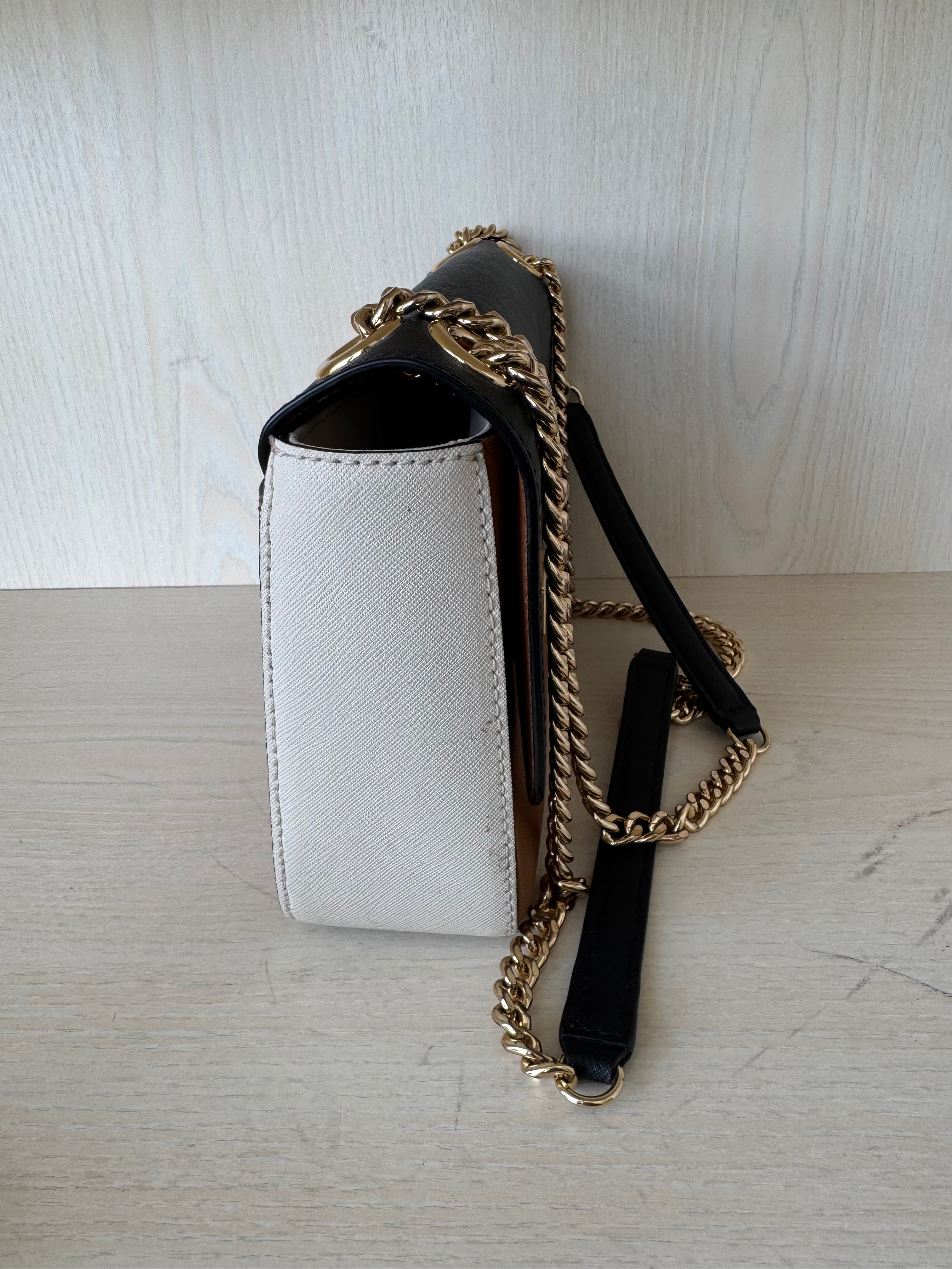 Michael Kors “Tina” Crossbody – Color-Block Saffiano Leather, Gold Hardware, Good