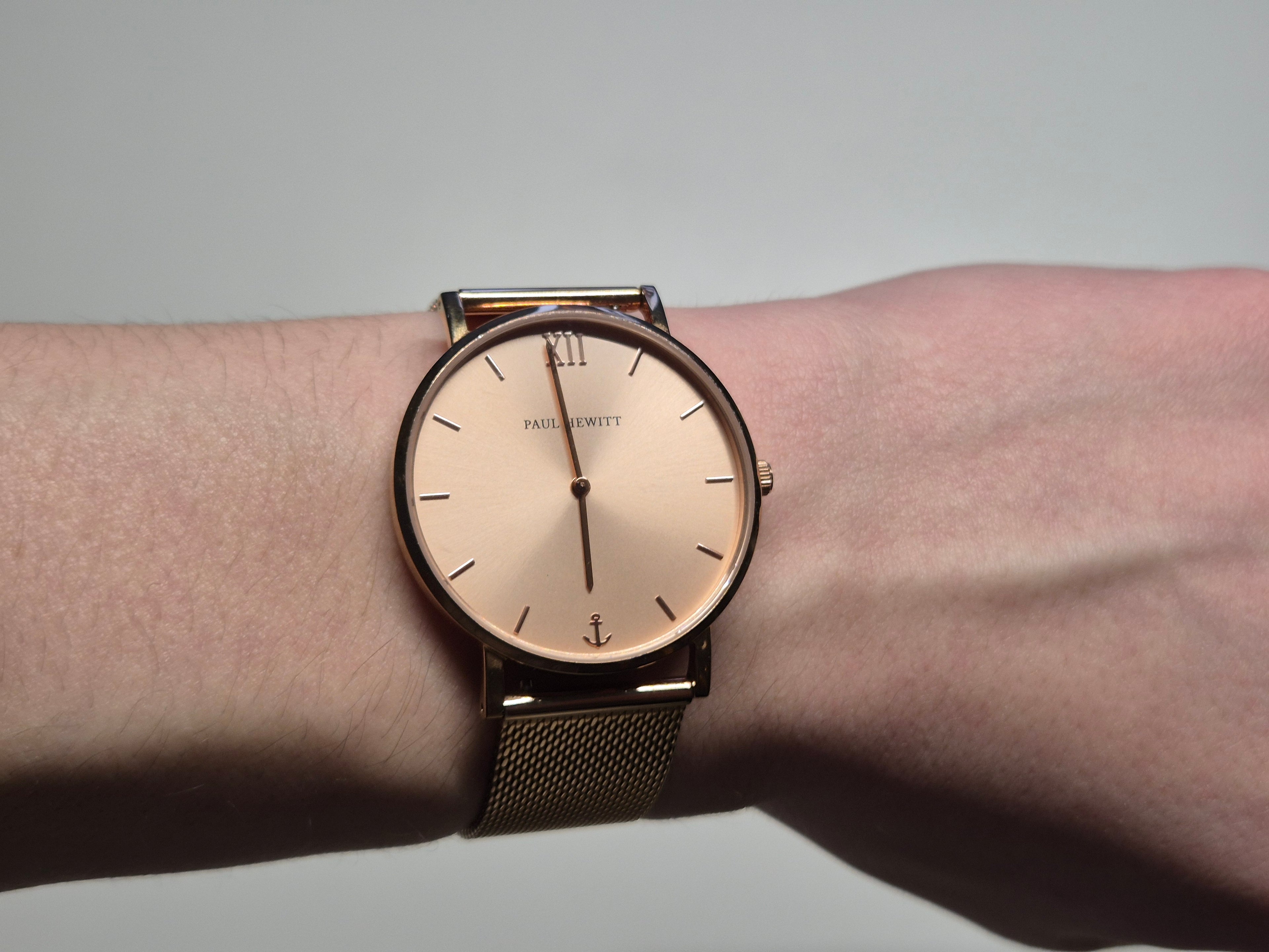 Paul Hewitt Sailor Line 39mm Rose Gold Watch + Anchor Bracelet, Like New