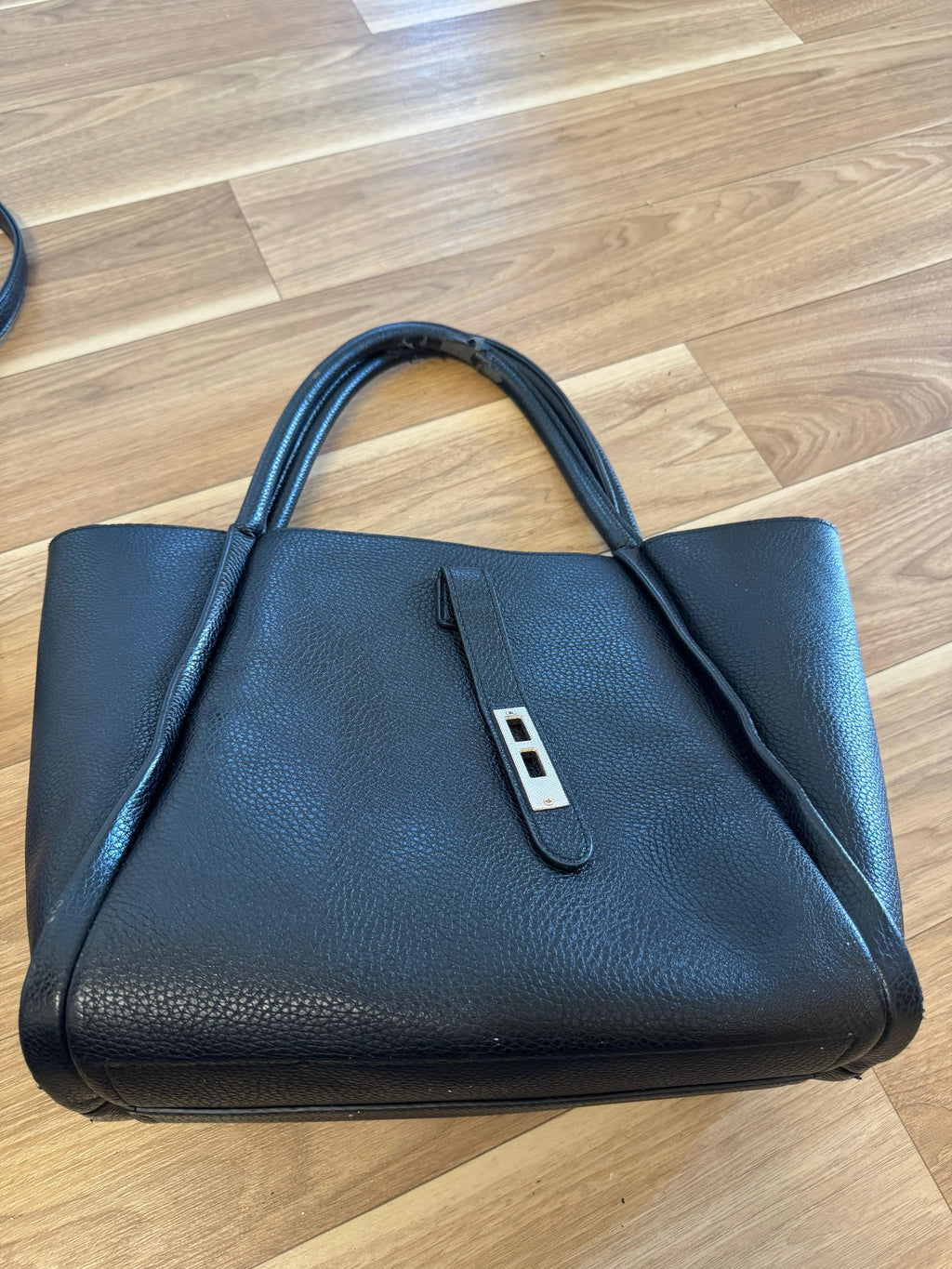 Carvela Black Studded Faux Leather Tote Bag, Medium, Detachable Strap, Used