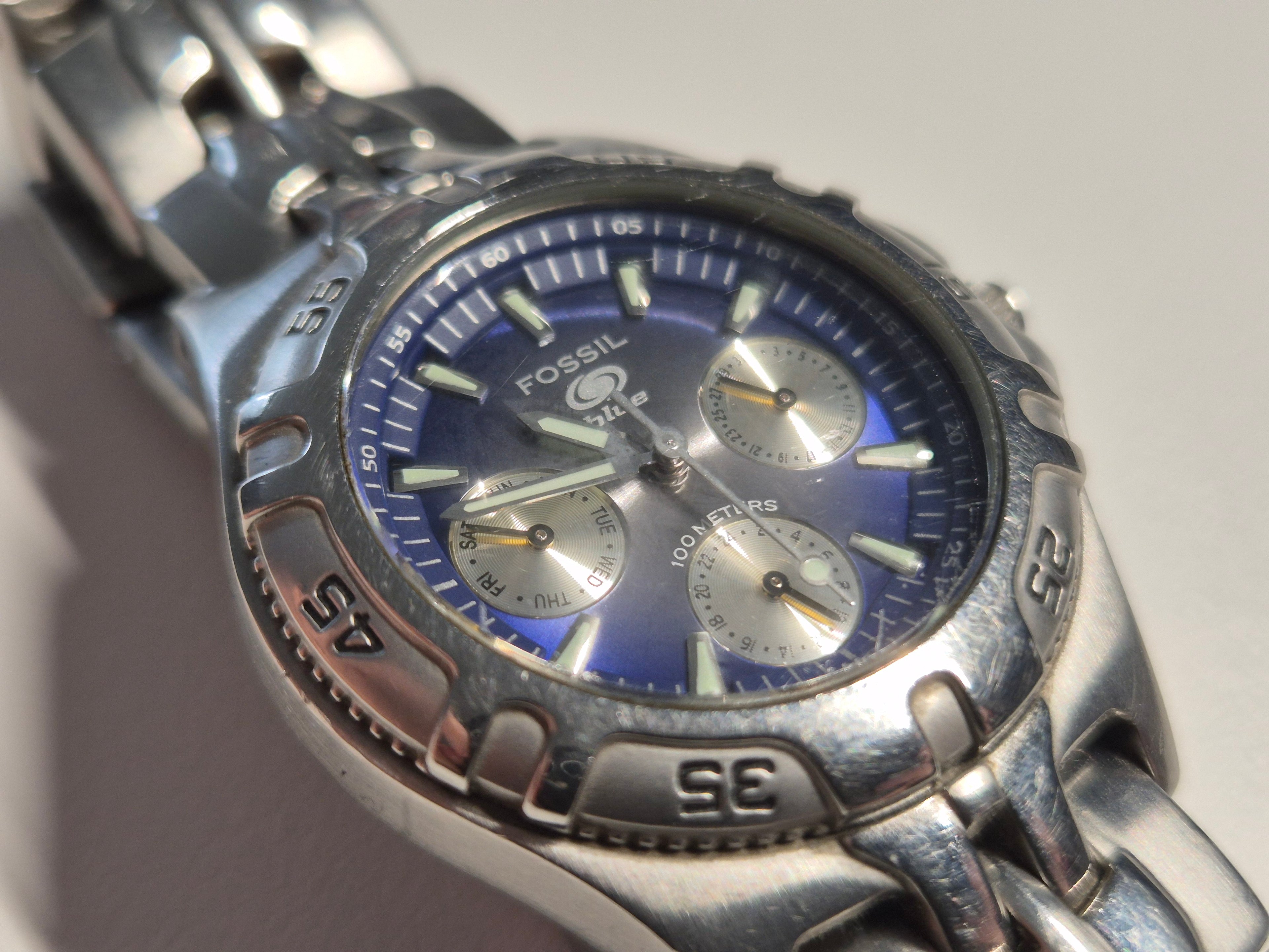 Fossil 'Blue' Chronograph BQ9177 – Edelstahl / Blaues Zifferblatt – 100m WR