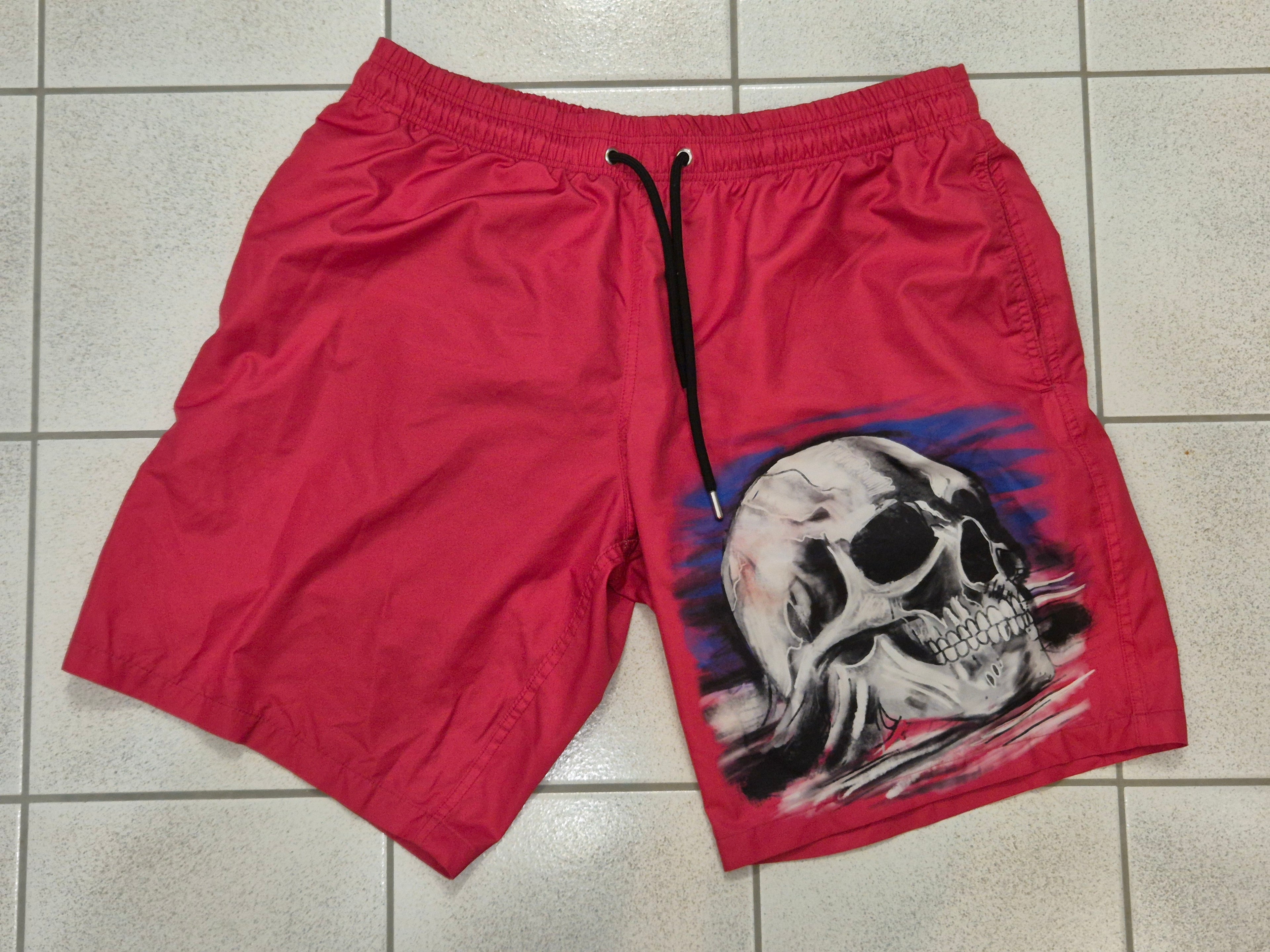Philipp Plein Skull-Print Badeshorts – Rot, Größe L