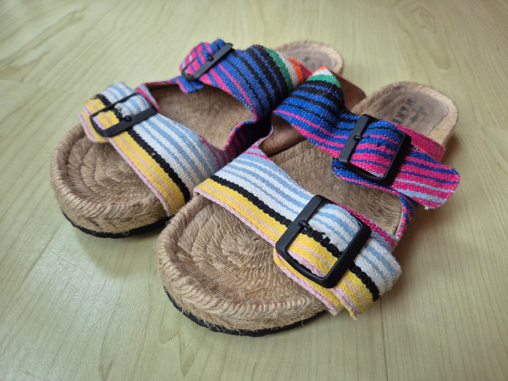 Manebí “Tulum” Espadrille Slides | Bunte Streifen | EU 39 | Guter Zustand
