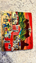 Haitian recycled-tin folk art painting, signed “RAM”, multicolor, 23×18 cm, good