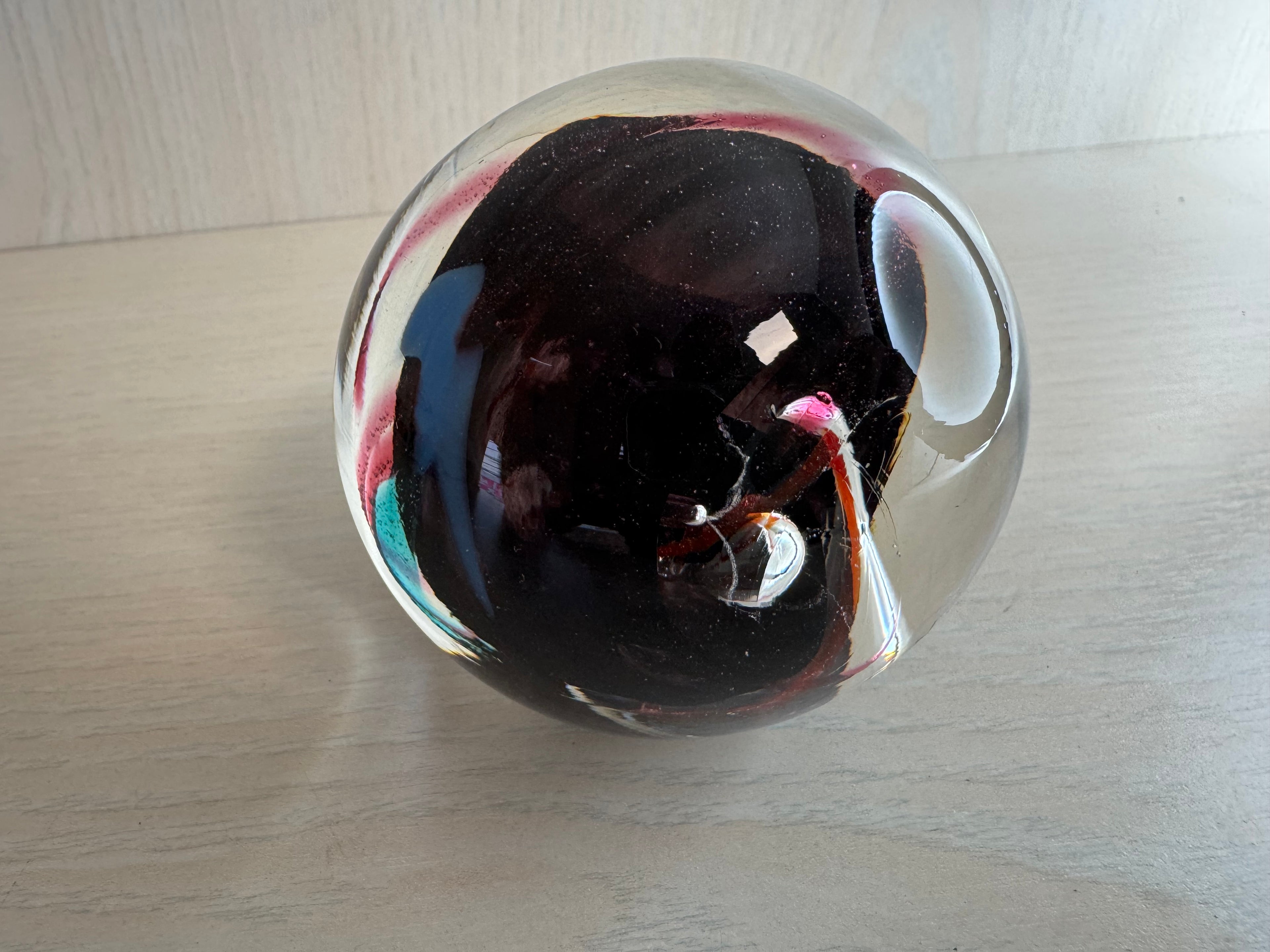 Robert Eckholt Glass Art Paperweight Iridescent Peacock, 7–8cm, Very Good