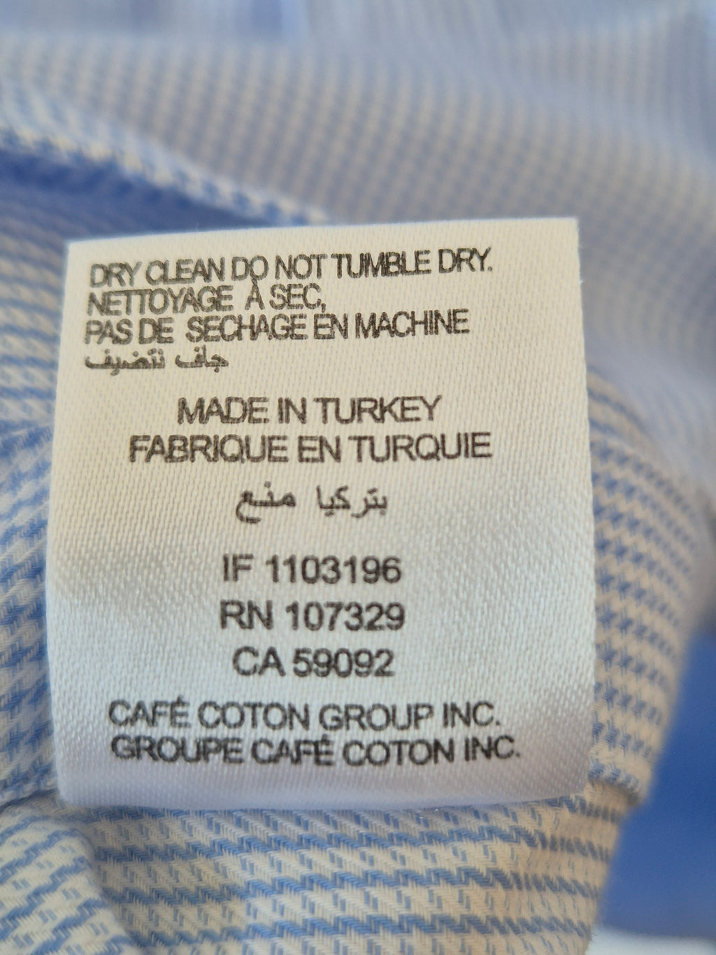 Café Coton Exclusive Herrenhemd 40/15.75 Hellblau 100% Baumwolle Sehr Gut