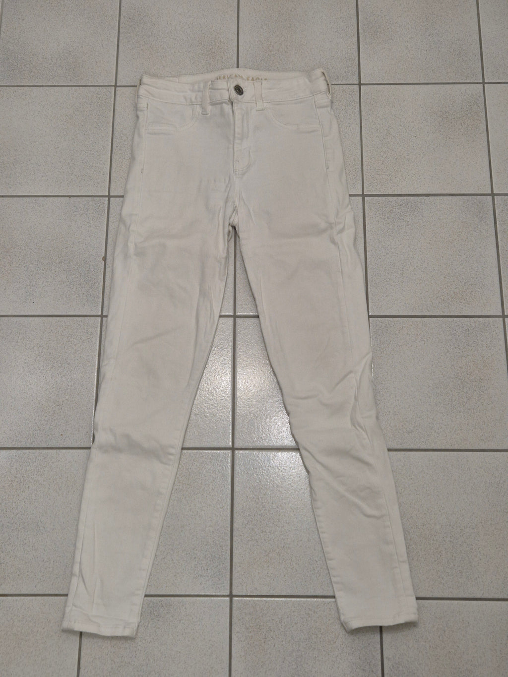 American Eagle Jegging Hi-Rise White Stretch Denim Jeans Size 30 Good Condition