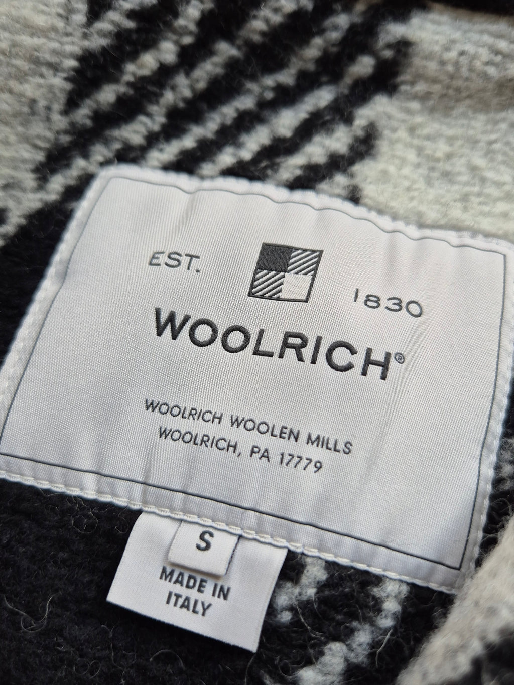Woolrich „Gentry“ Mantel | S | Schwarz-Weiß Karo | Sehr gut