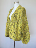 Kiro by Kim Hand-Knitted Cardigan, Mohair Blend, Chartreuse, L-XL, Very Good