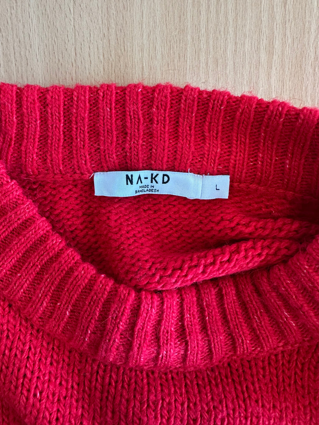 NA-KD Oversized Knit Sweater Red Large Very Good Condition